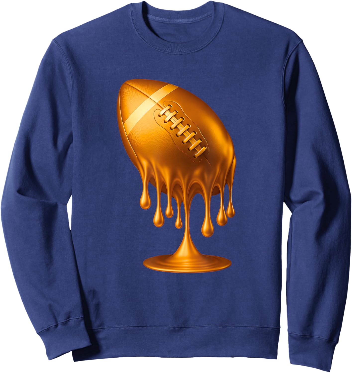 Gold Drip Football Touchdown Player Fans Game Day Tailgate Sweatshirt - Sweatshirt | Navy