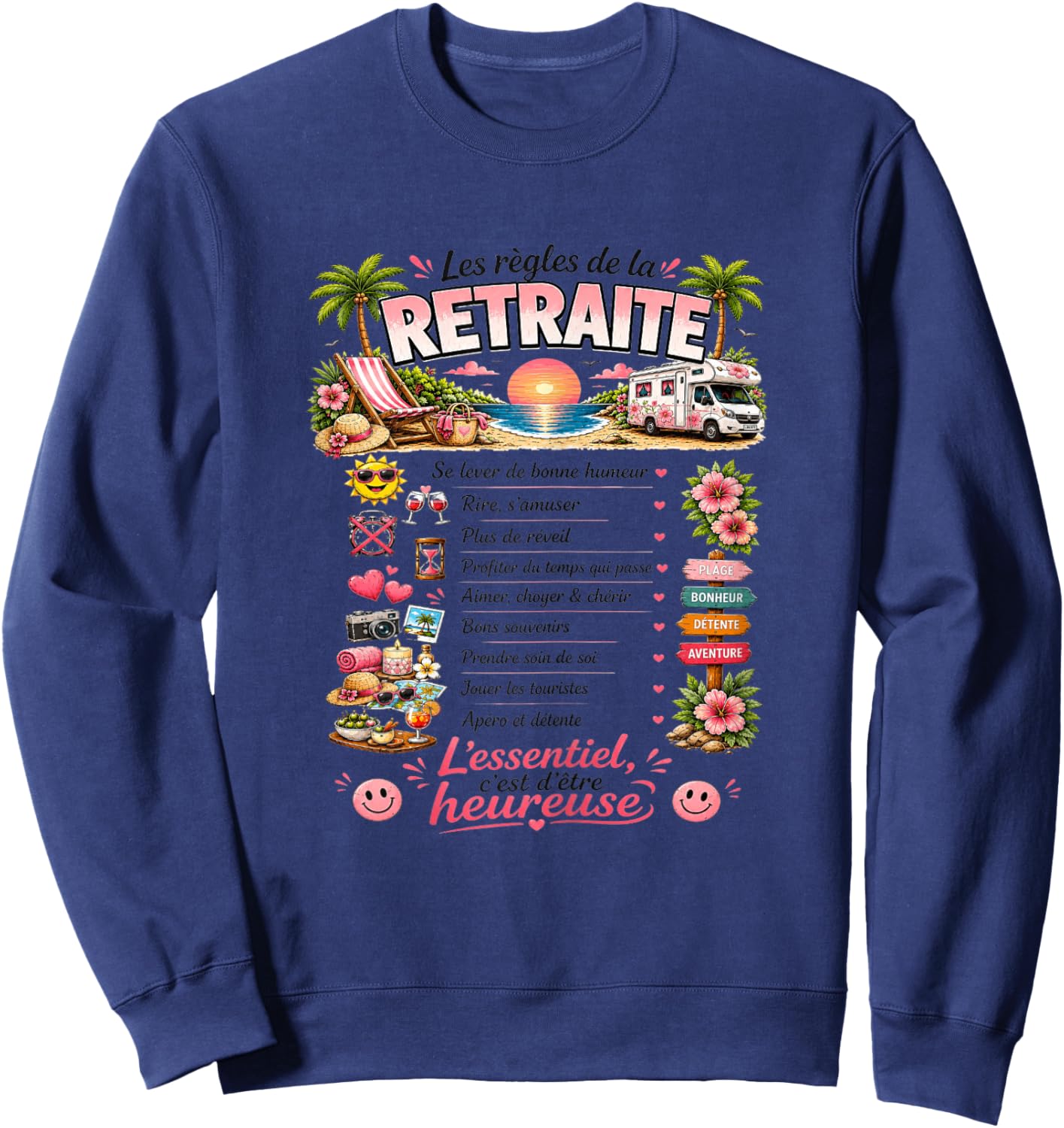 Cadeau Retraitée Femme Original Les Règles de la Retraite Sweatshirt - Sweatshirt | Navy