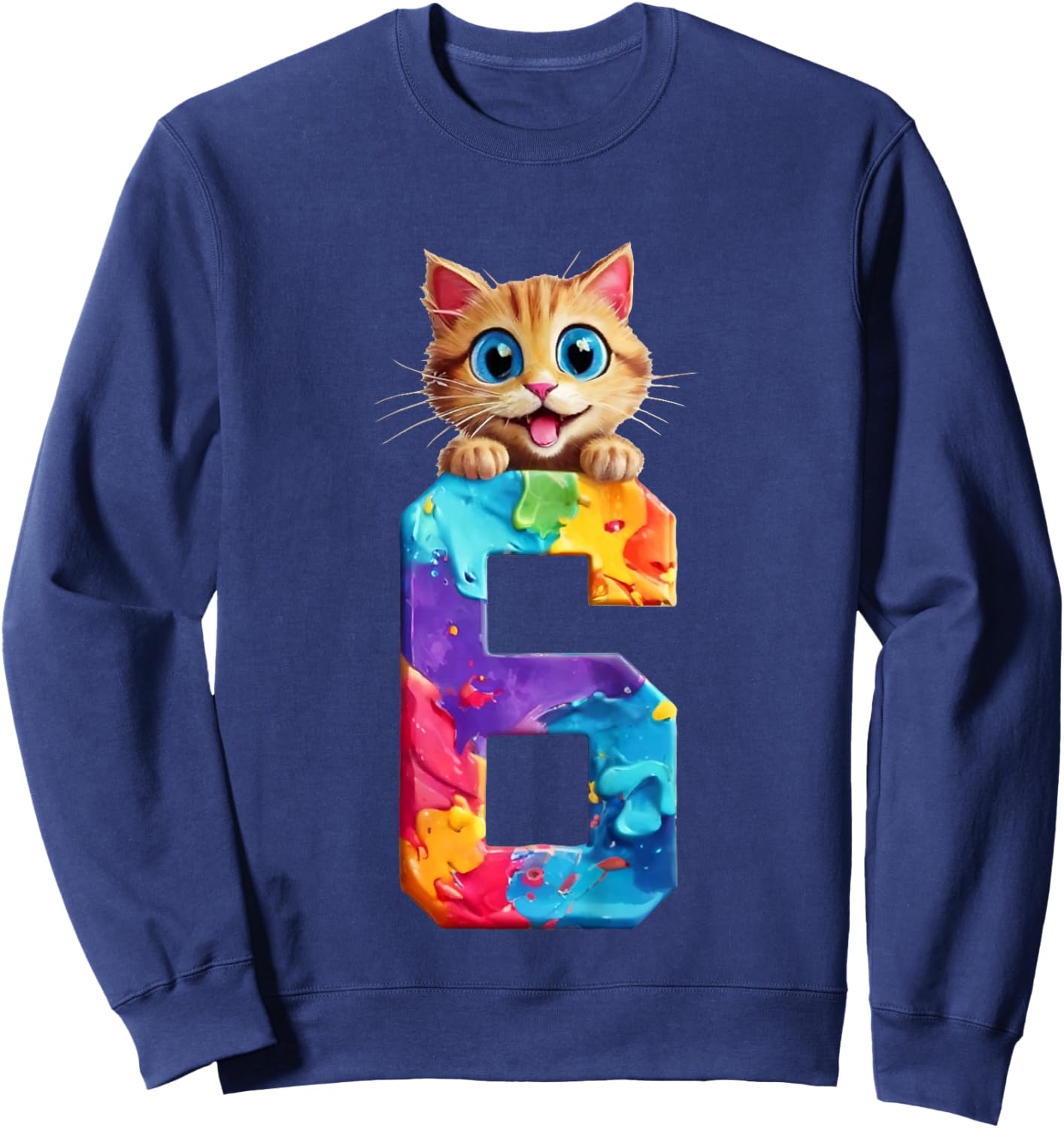 CATS 6 YEARS CAT 6TH BIRTHDAY Kids Sweatshirt - Sweatshirt | Navy
