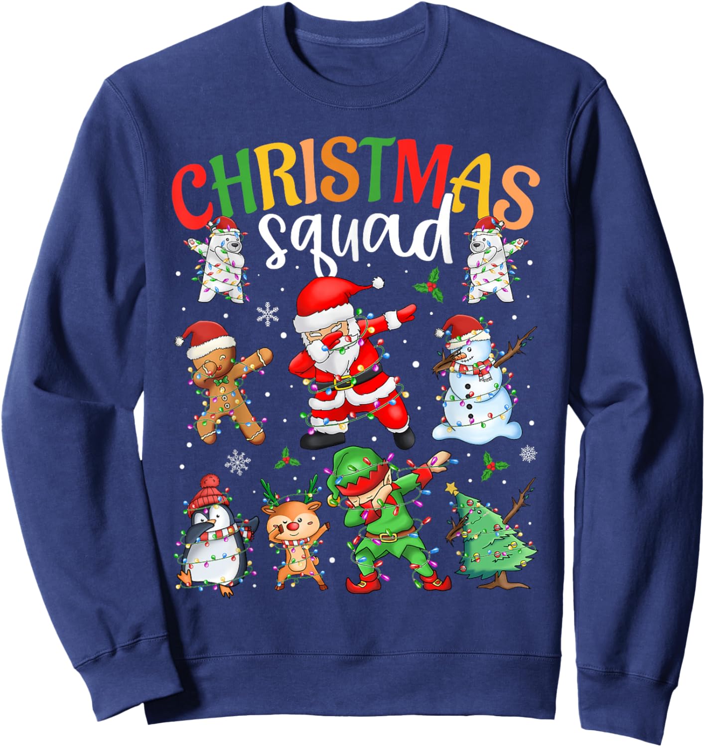 Christmas Squad Santa Dabbing Elf Family Matching Pajamas Sweatshirt - Sweatshirt | Navy