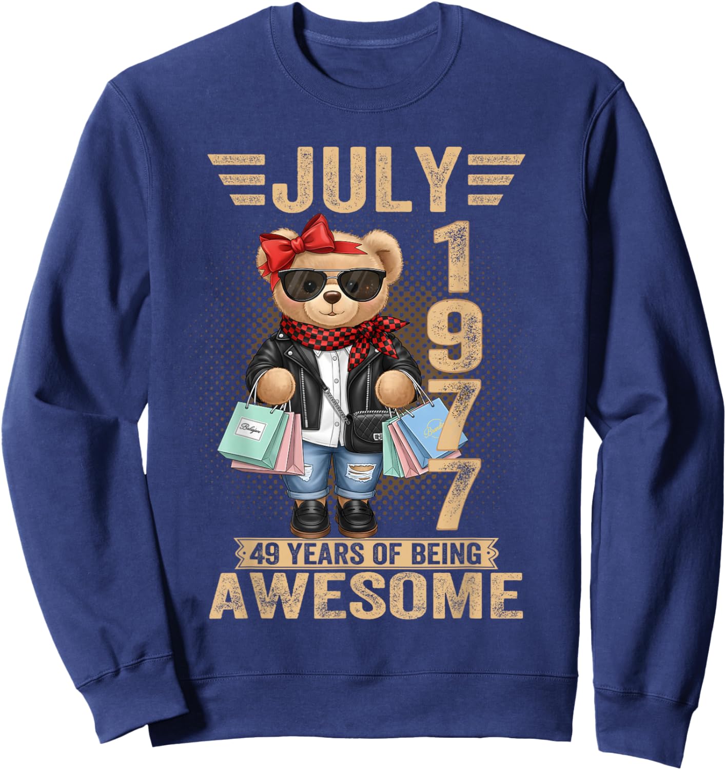 49 Year Old July 1977 Teddy Bear 49th Birthday Women Sweatshirt - Sweatshirt | Navy