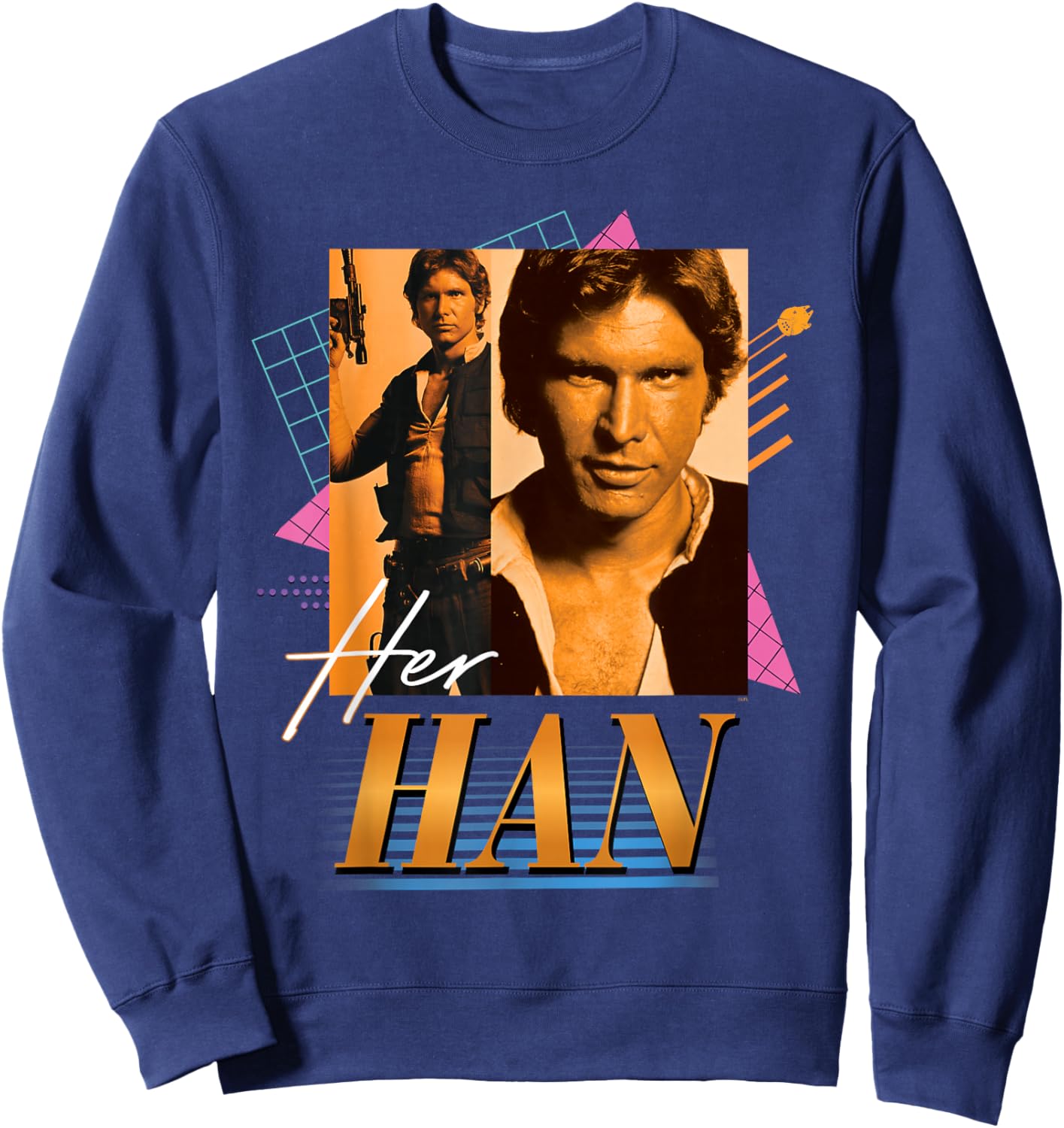 Star Wars Valentine's Day '90s Couples Matching Her Han Sweatshirt - Sweatshirt | Navy