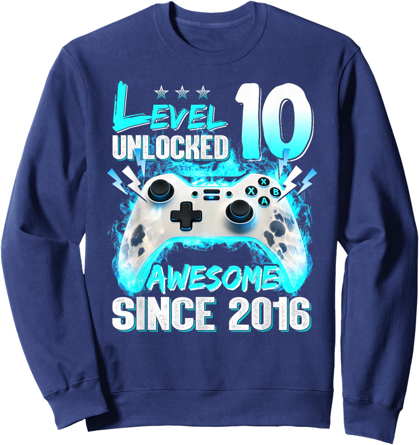 Niveau 10 Débloqué 10e Anniversaire 10 Ans Garçon Vidéo Gamer Sweatshirt - Sweatshirt | Navy