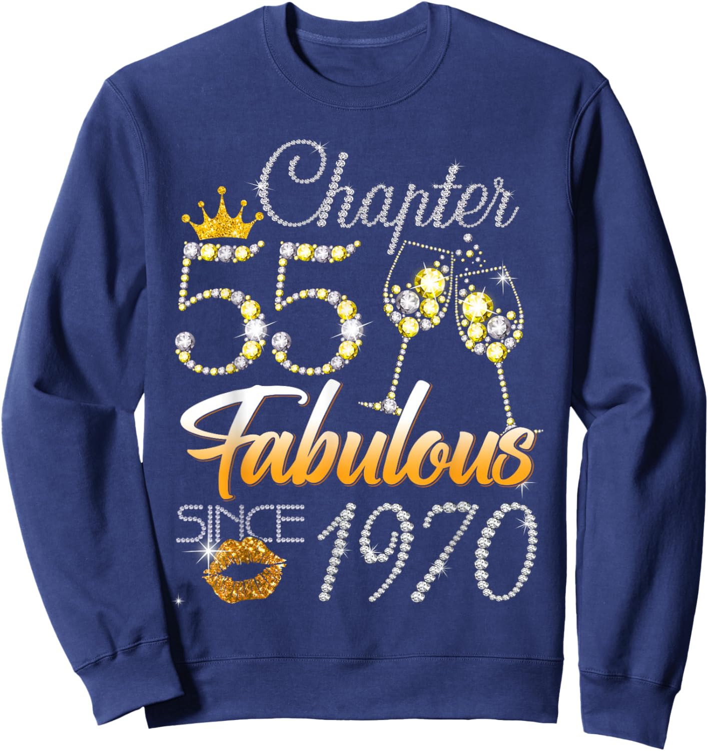 Chapter 55 Fabulous Since 1970 55th Leopard Birthday Queen Sweatshirt - Sweatshirt | Navy