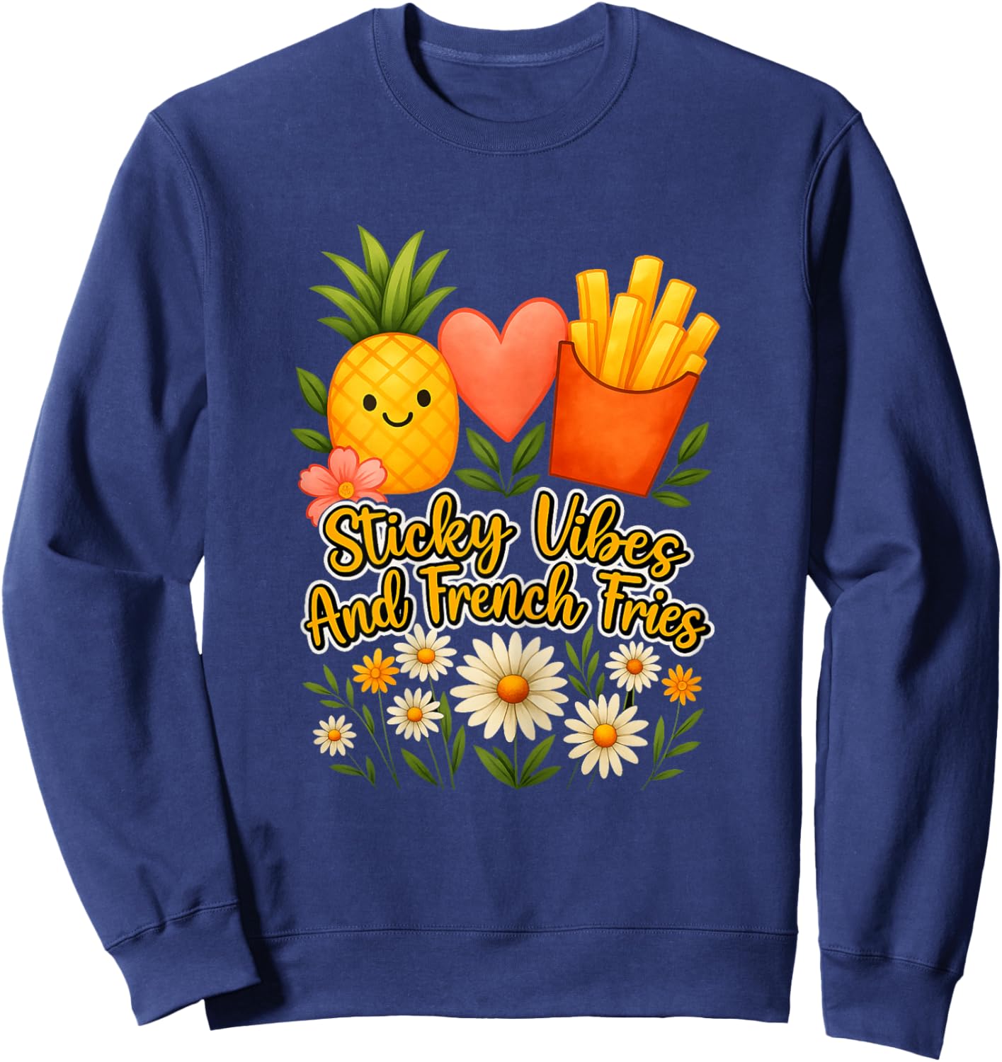 IVF Mom Pregnancy Journey Sticky Vibes and French Fries Art Sweatshirt - Sweatshirt | Navy
