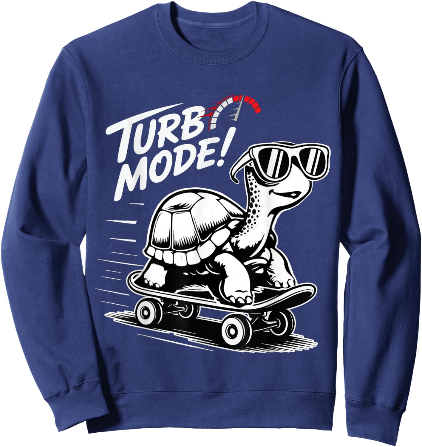 Cool Turtle on Skateboard Funny Turbo Vintage Gift Sweatshirt - Sweatshirt | Navy