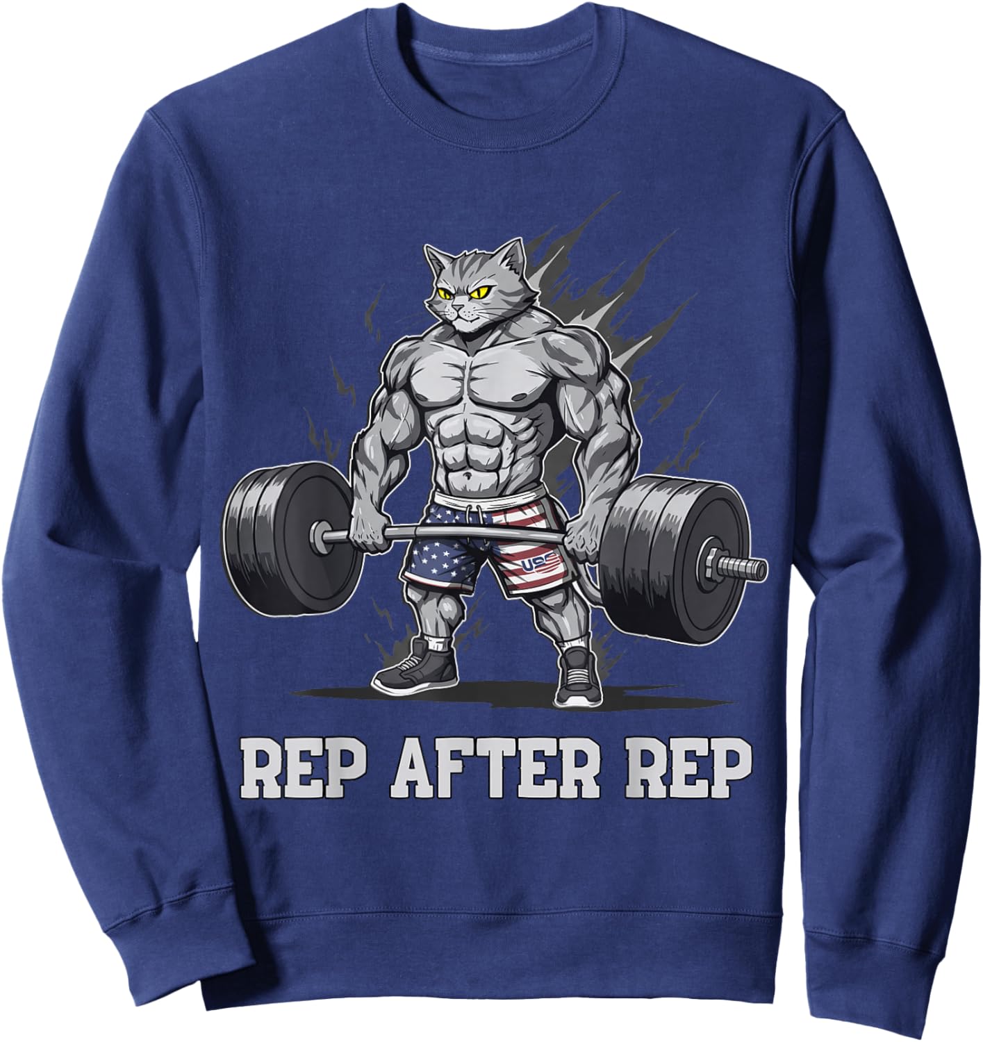 Anime Cat Pump Covers Gym Men Women Workout Sweatshirt - Sweatshirt | Navy