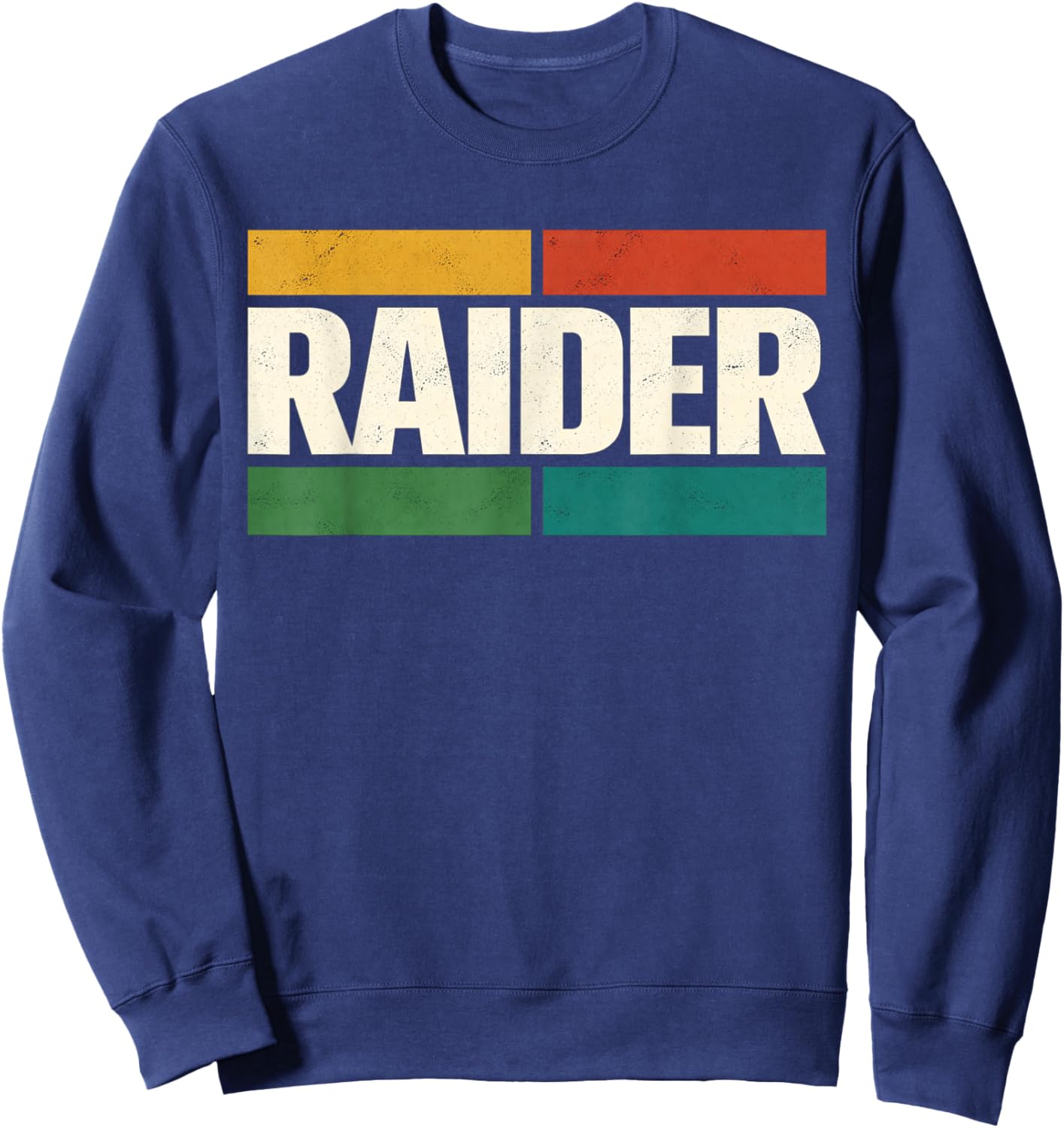 Raider Retro Block Style Bold Graphic Identity Sweatshirt - Sweatshirt | Navy
