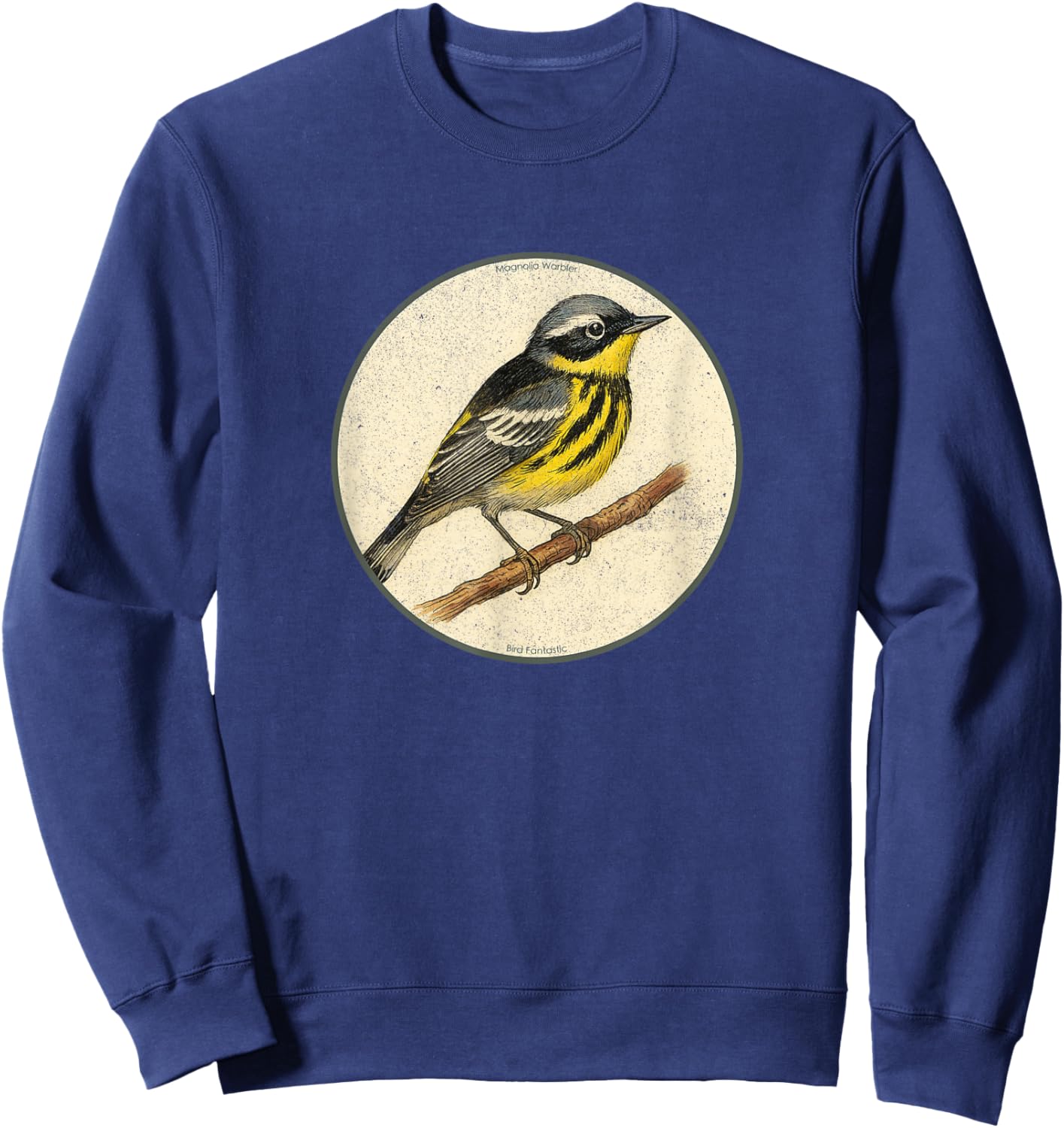 Colorful Retro Magnolia Warbler Bird Design Sweatshirt - Sweatshirt | Navy
