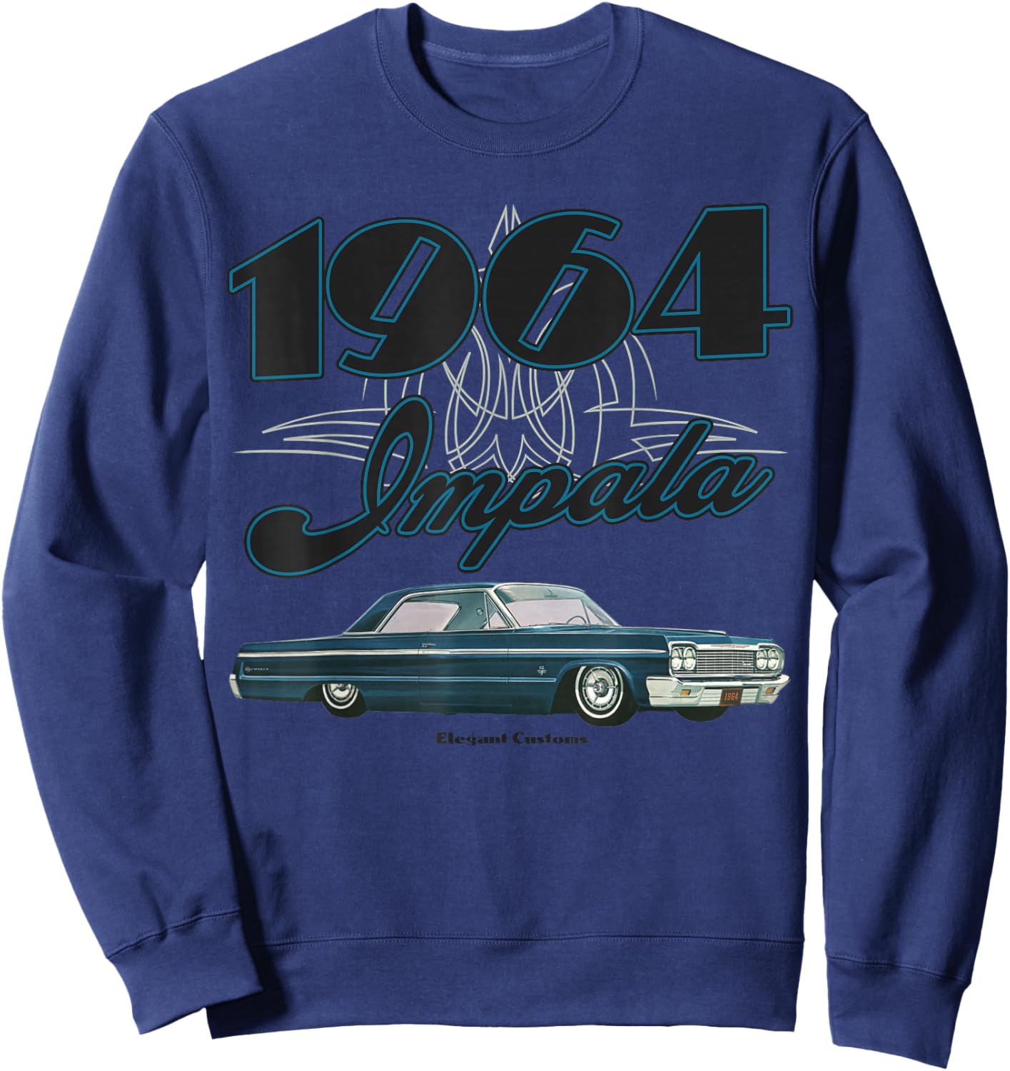 1964 Impala 3.0 Lowrider Kustom Lead Sled Hot Rod Muscle Car Sweatshirt - Sweatshirt | Navy