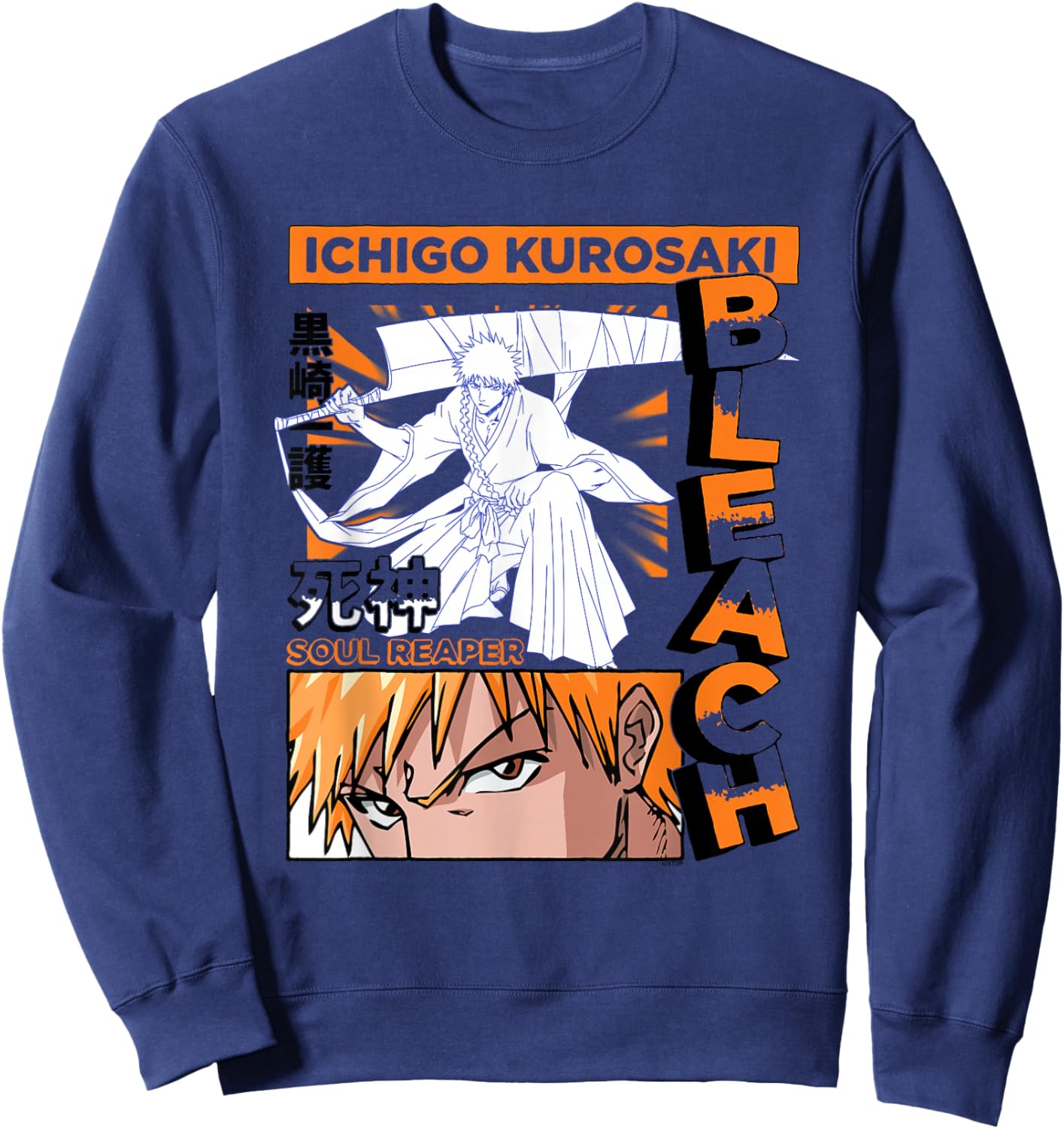 Bleach Ichigo Kurosaki Mangazine Cover Collage Anime Sweatshirt - Sweatshirt | Navy