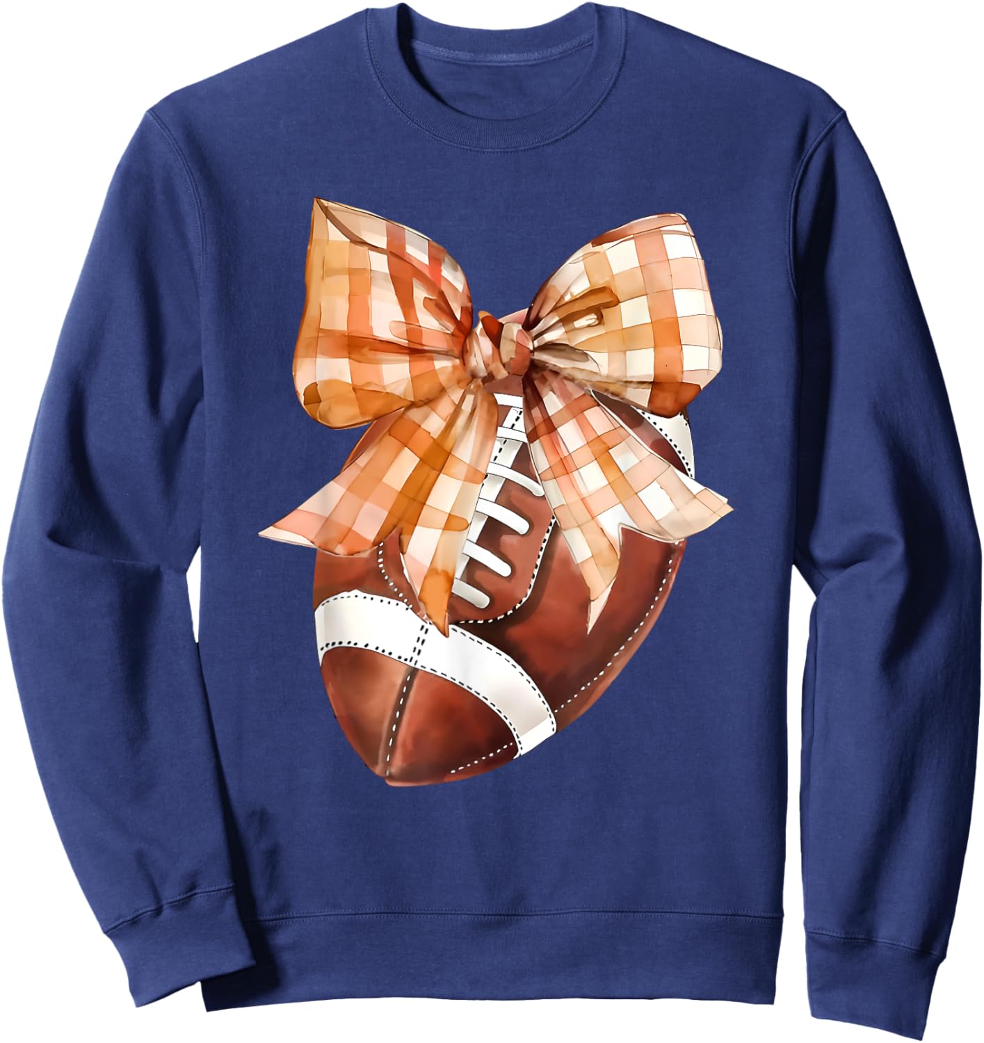 Coquette Bow American Football Autumn Thanksgiving Game Day Sweatshirt - Sweatshirt | Navy