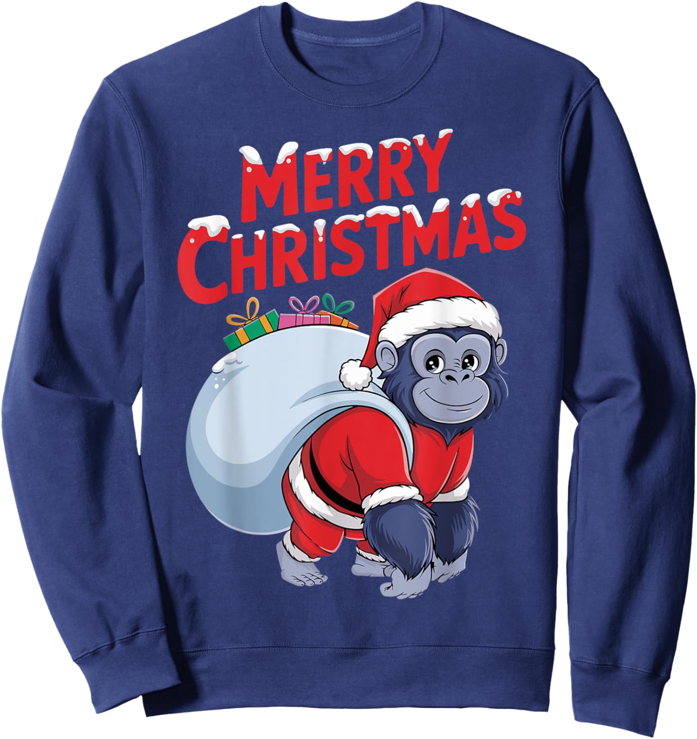 Xmas Gorilla Santa on Gorilla Christmas Sweatshirt - Sweatshirt | Navy