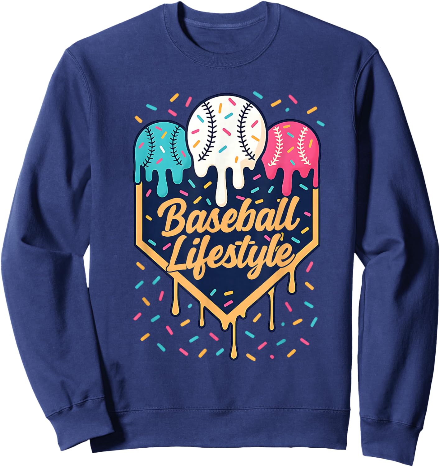 Baseball Lifestyle 101 Apparel Youth Baseball Drip Icecream Sweatshirt - Sweatshirt | Navy