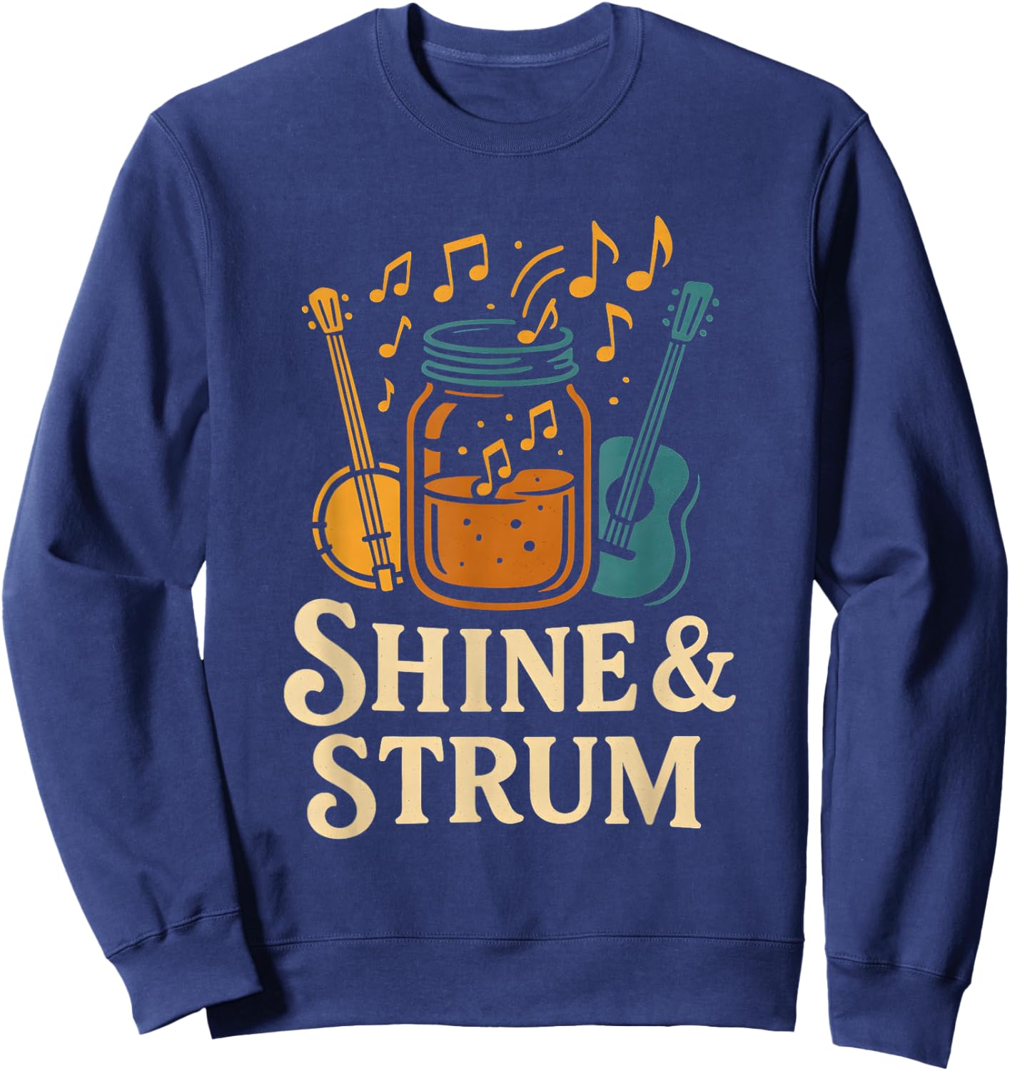 Shine & Strum Appalachian Bluegrass Festival Banjo Moonshine Sweatshirt - Sweatshirt | Navy