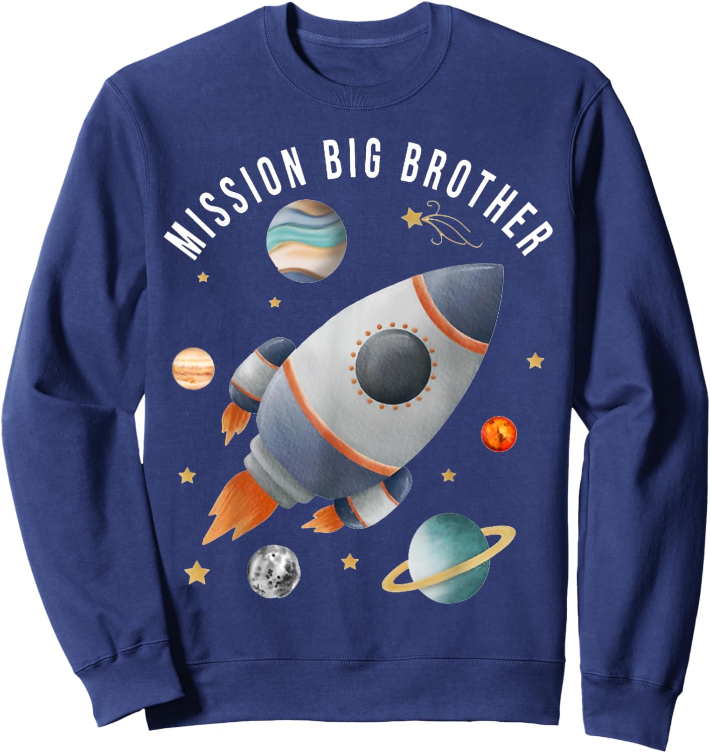 Mission Big Brother Funny Space Astronaut Rocket Baby Reveal Sweatshirt - Sweatshirt | Navy