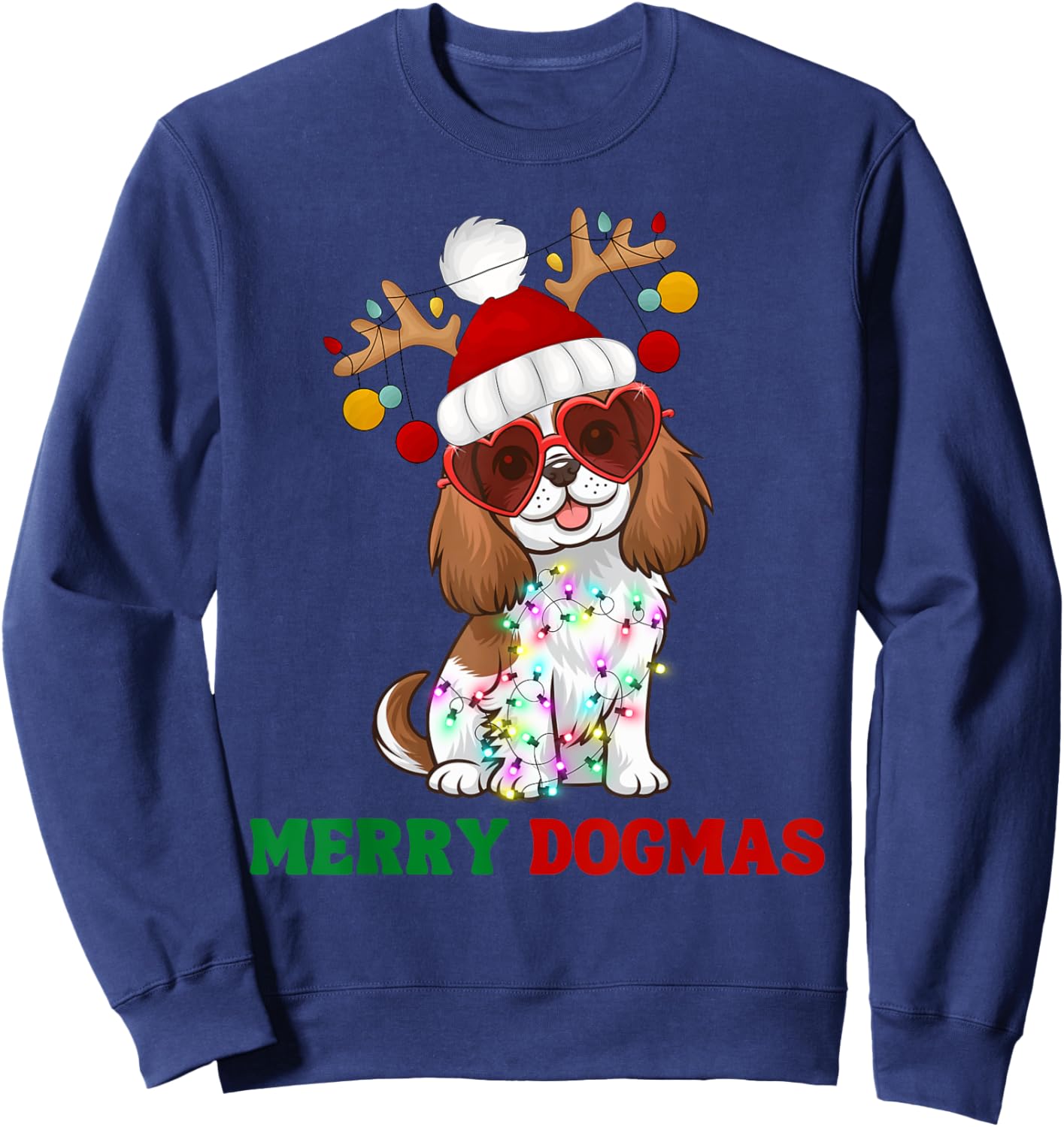 Merry Dogmas Cavalier King Charles Spaniel Dog Christmas Sweatshirt - Sweatshirt | Navy