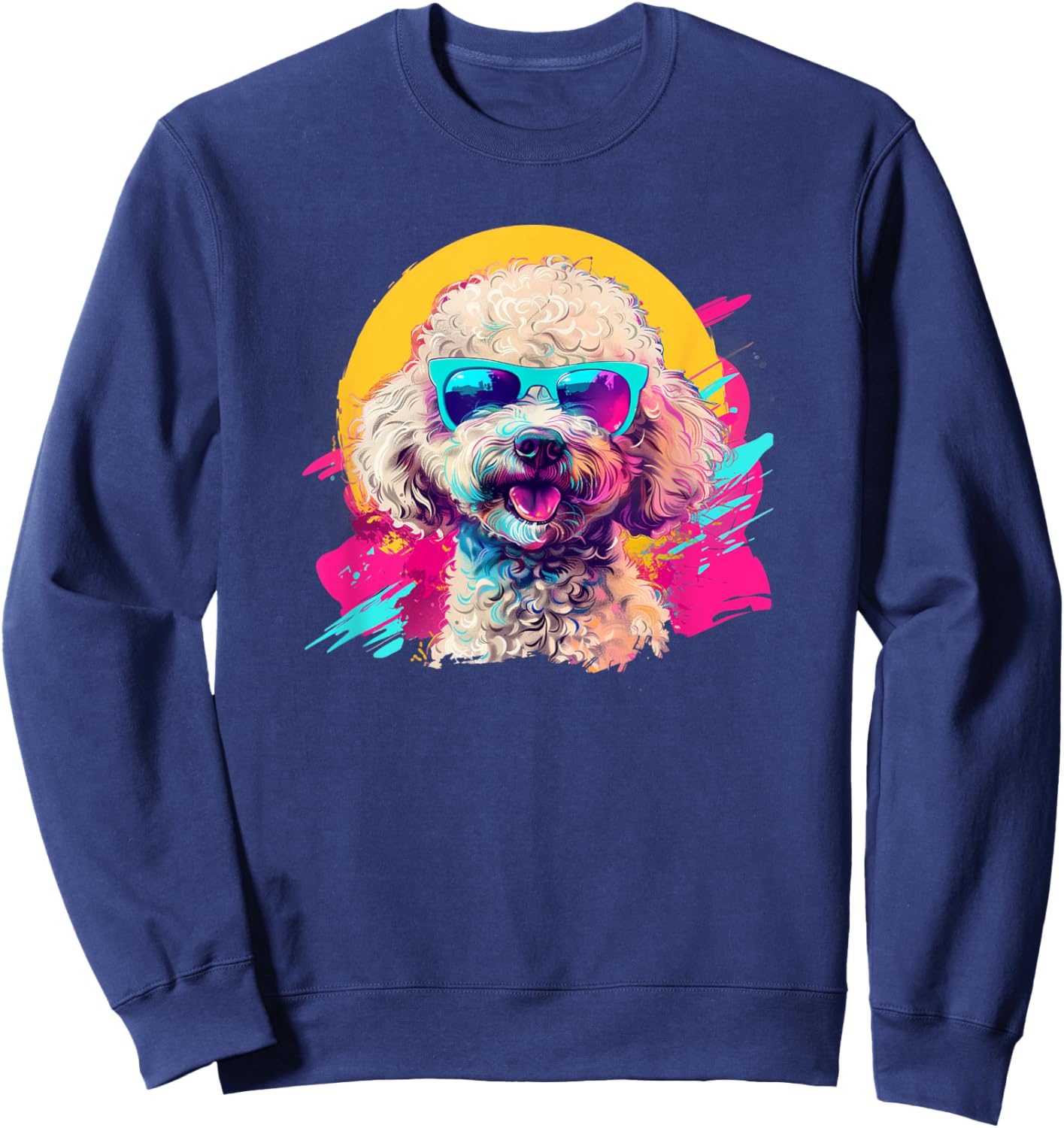 Cute Funny Retro Vintage 80s Poodle Lover Sweatshirt - Sweatshirt | Navy