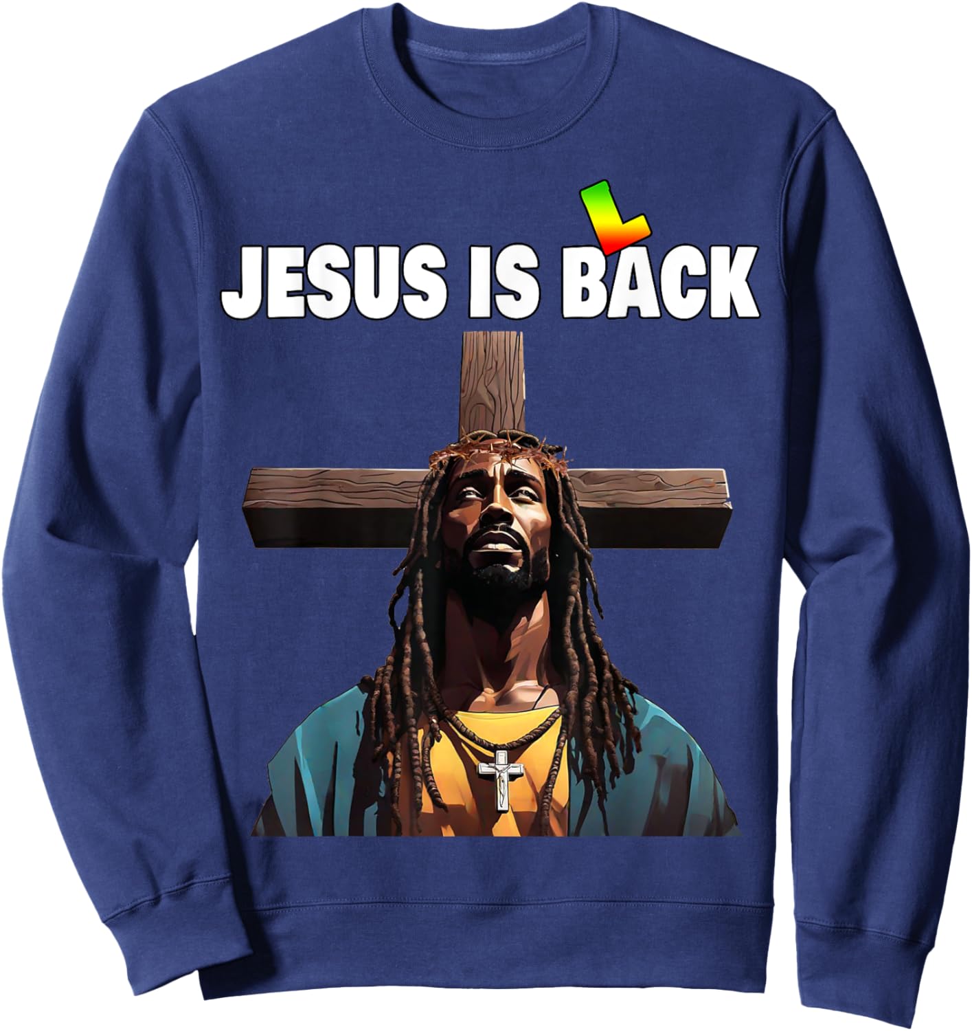 Black Jesus Christ Sweatshirt - Sweatshirt | Navy