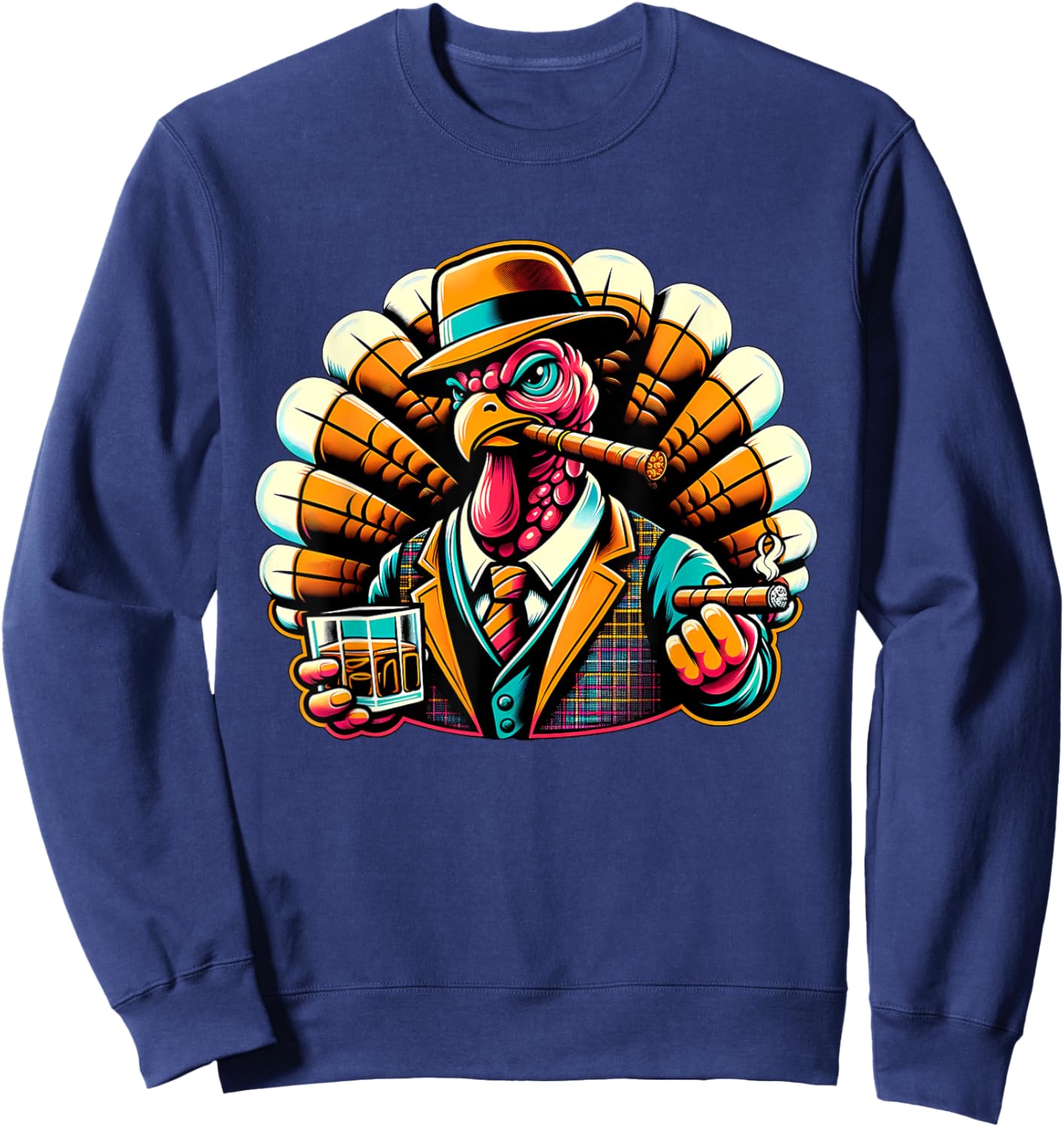 Turkey Cigar And Whiskey Sweatshirt - Sweatshirt | Navy
