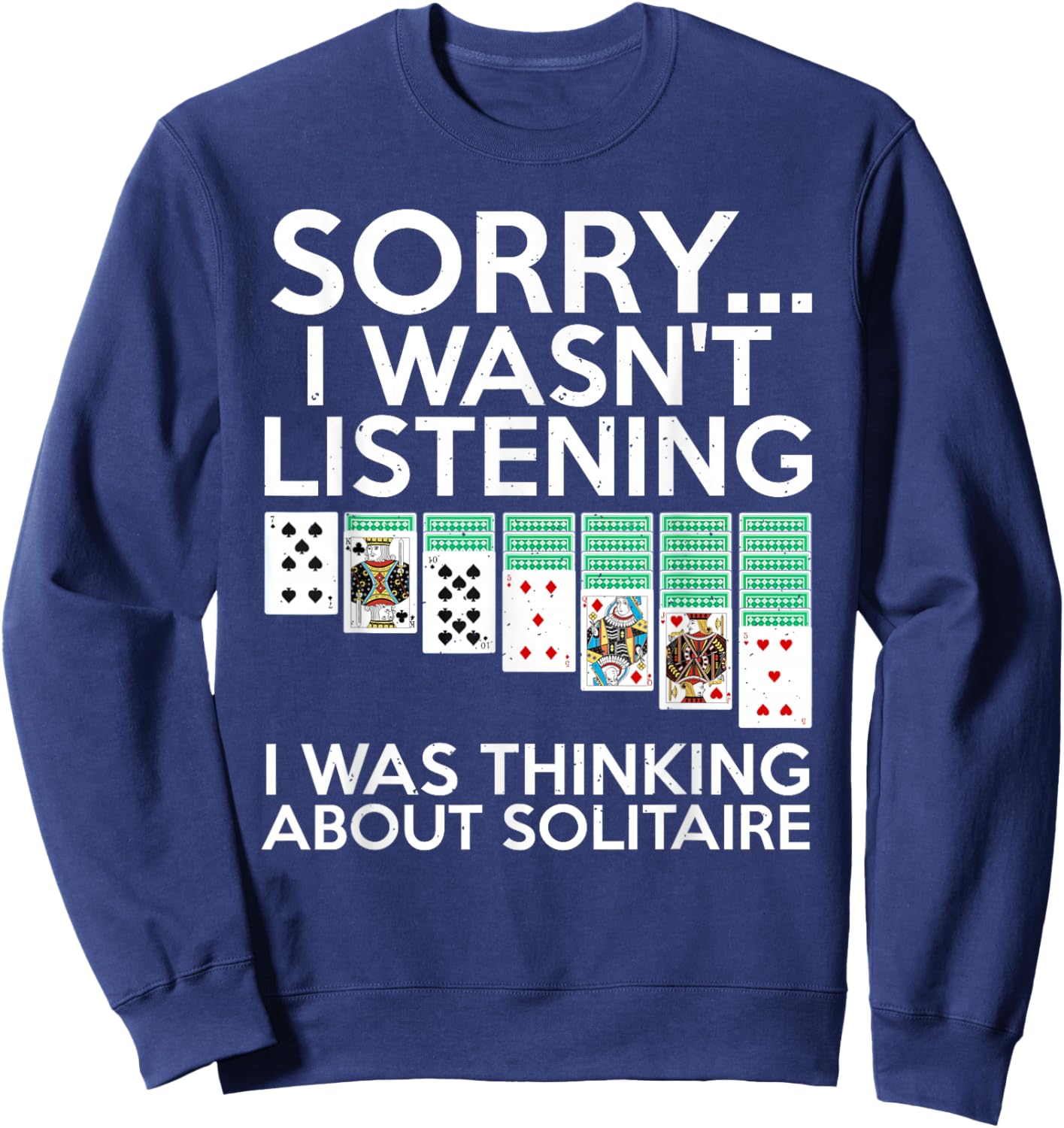 Best Solitaire Gifts Solitaire Art Women Kids Black Cotton Blend Small Short Sleeve Sweatshirt - Sweatshirt | Navy