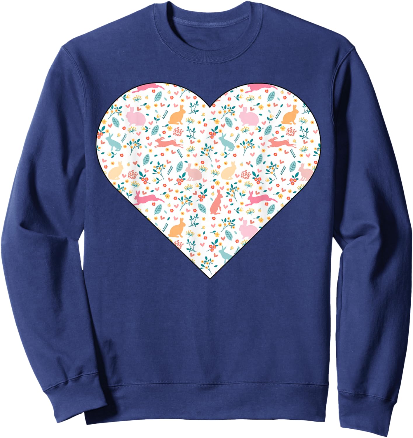 Cœur rempli de Lapins et de Verdure de Couleur Pastel Sweatshirt - Sweatshirt | Navy