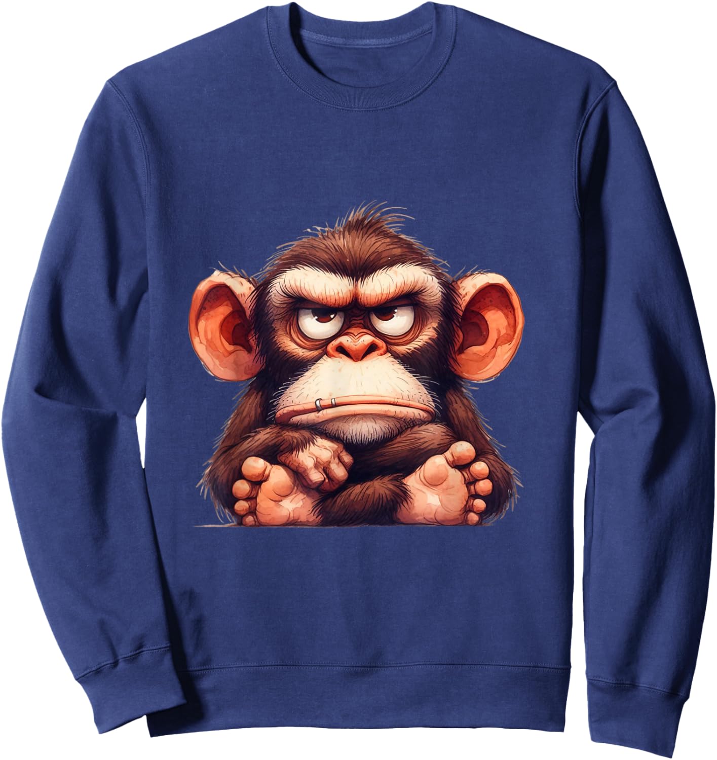 Funny Animals Grumpy Ape Monkey Sweatshirt - Sweatshirt | Navy