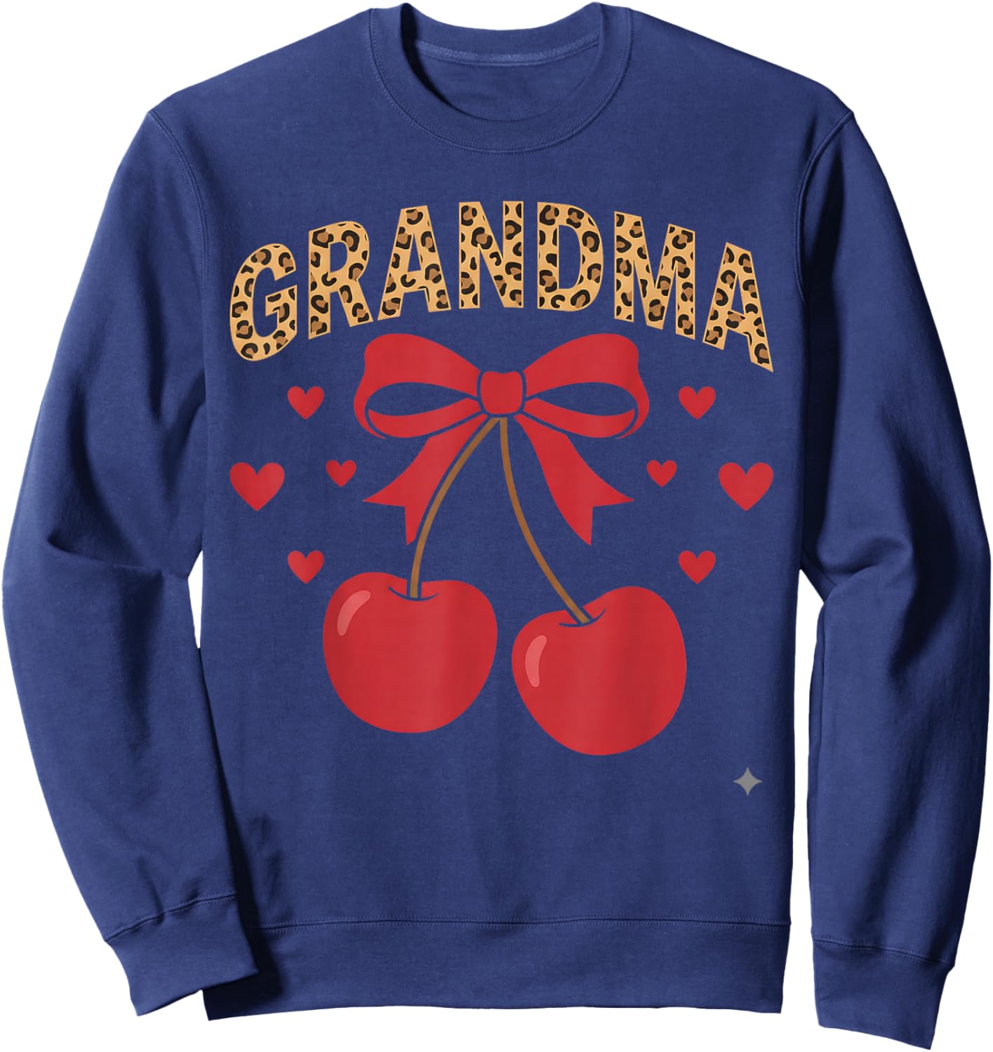Funny Grandma Leopard Cherry Retro Vintage Family Style Sweatshirt - Sweatshirt | Navy