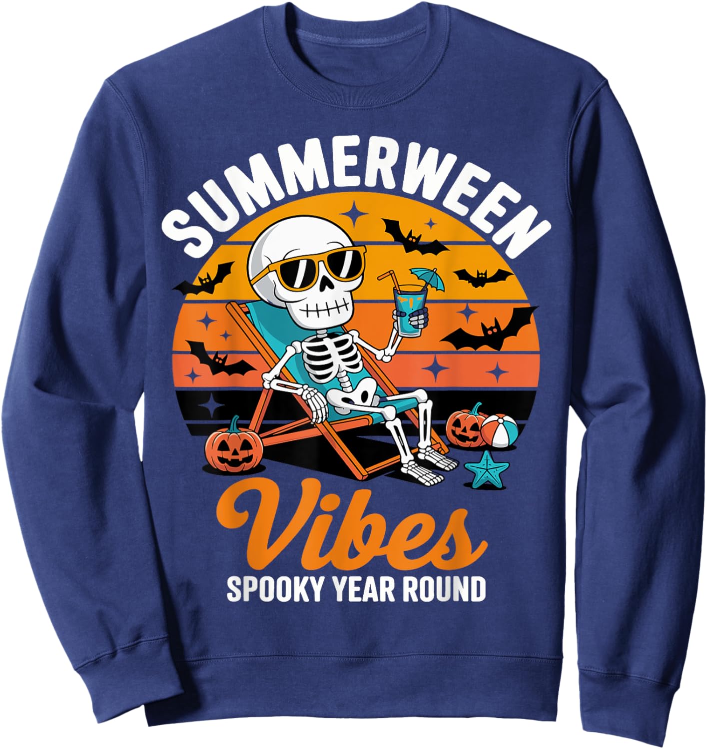 Summerween Spooky Summer summerween party Halloween Summer Sweatshirt - Sweatshirt | Navy