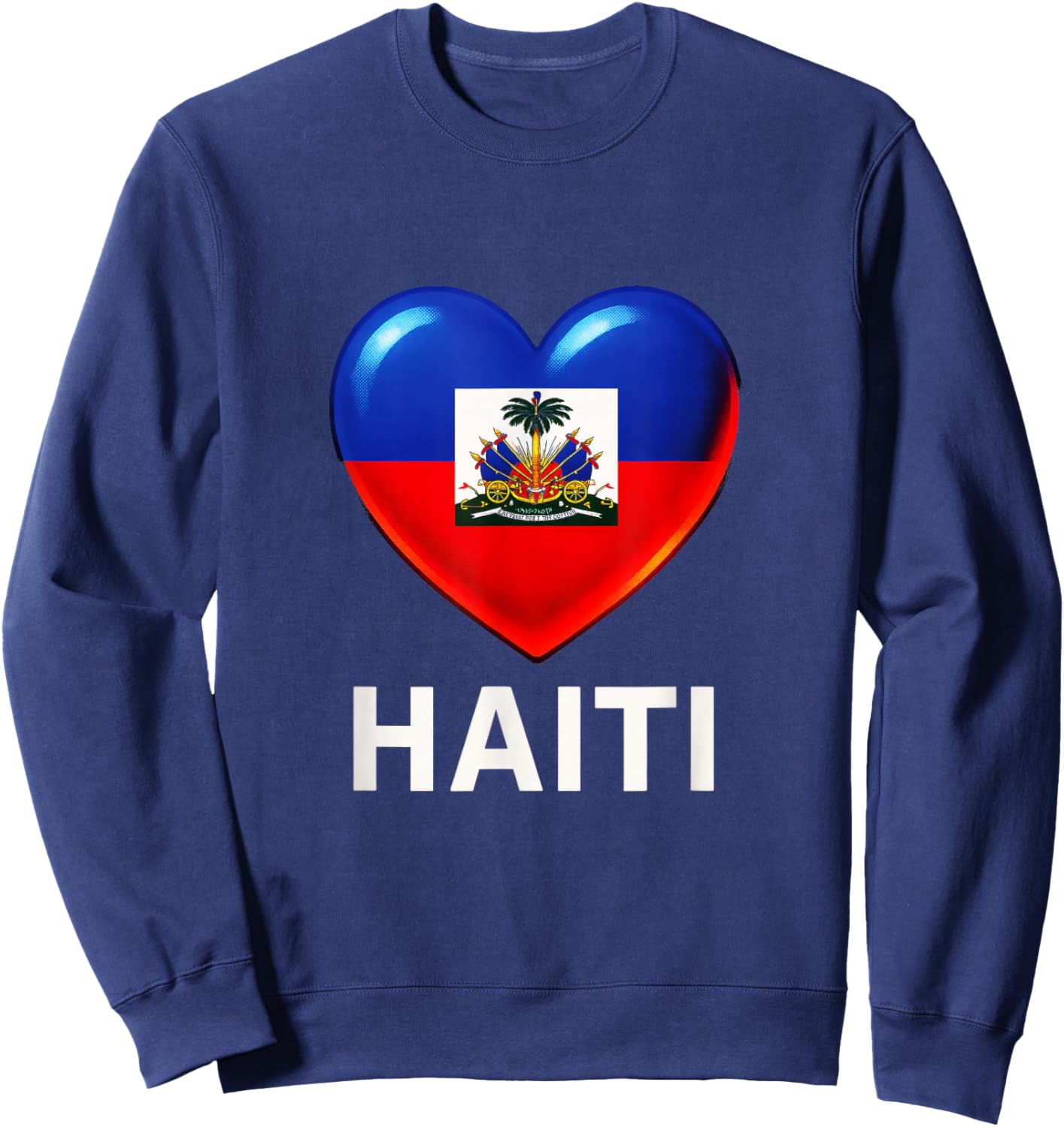 Haiti - Haitian Flag Heart Souvenir Sweatshirt - Sweatshirt | Navy