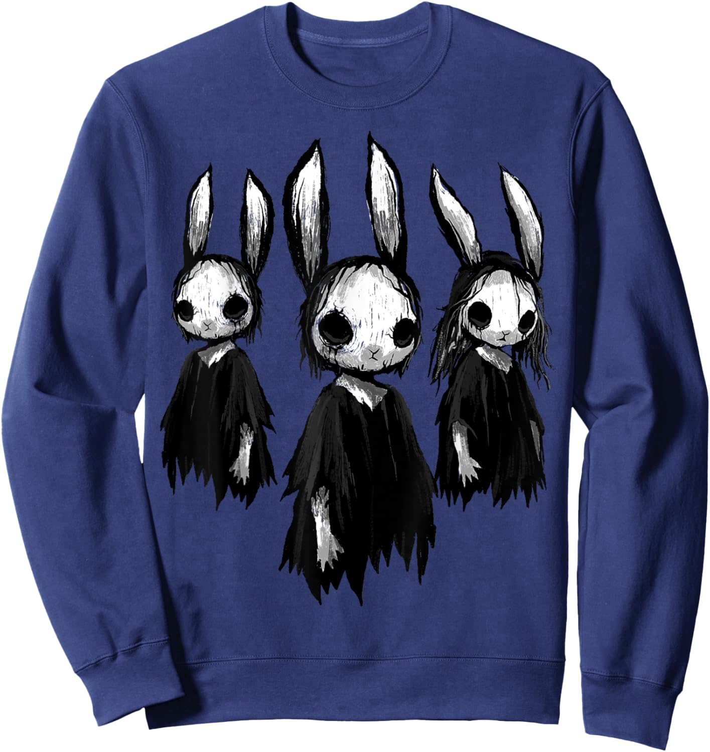 Gothic Shirt Creepy Bunny Goth Rabbit Evil Bunnies Weirdcore Sweatshirt - Sweatshirt | Navy