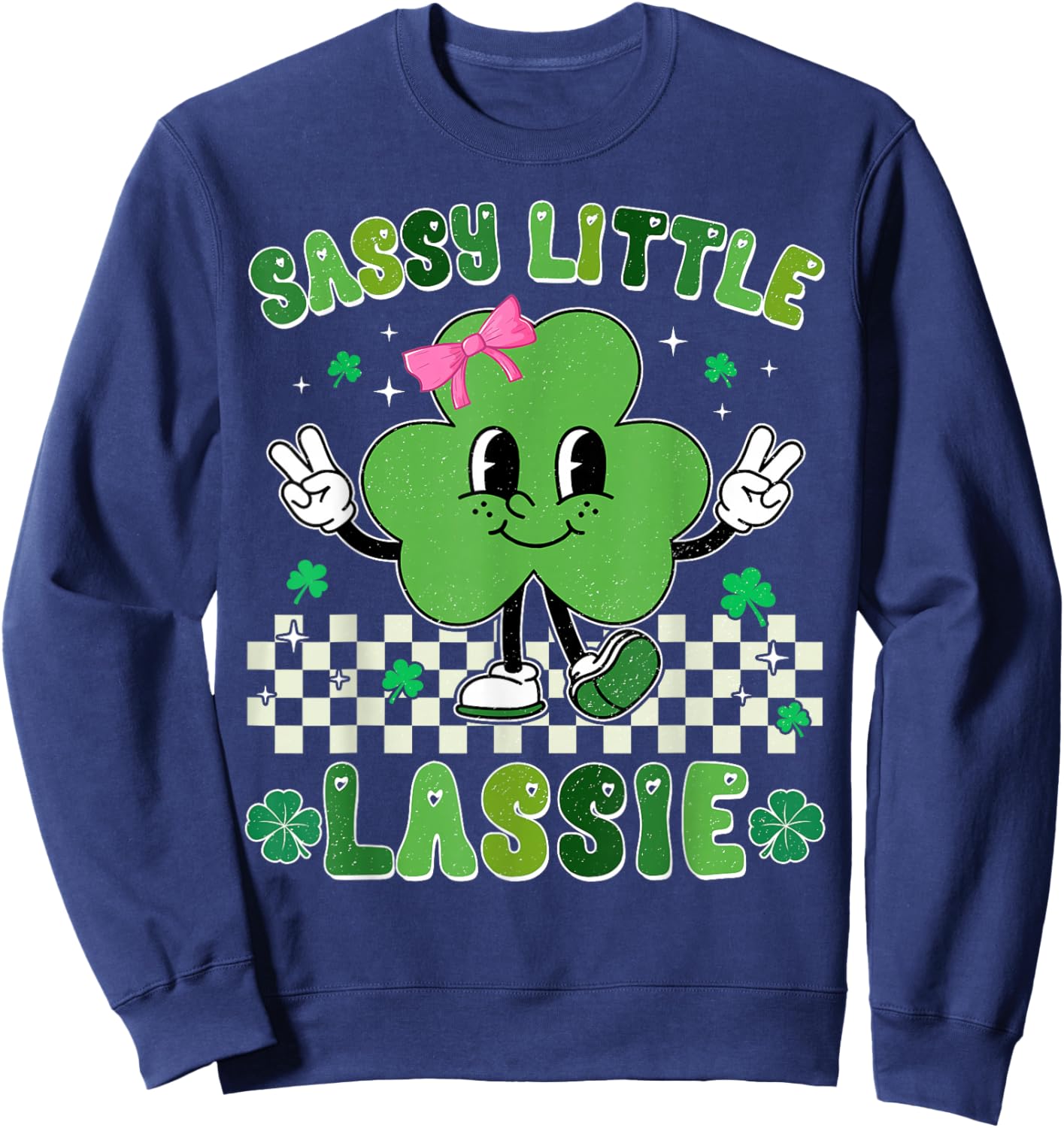 Retro St Patrick's Day Sassy Little Lassie Kid Girls Toddler Sweatshirt - Sweatshirt | Navy