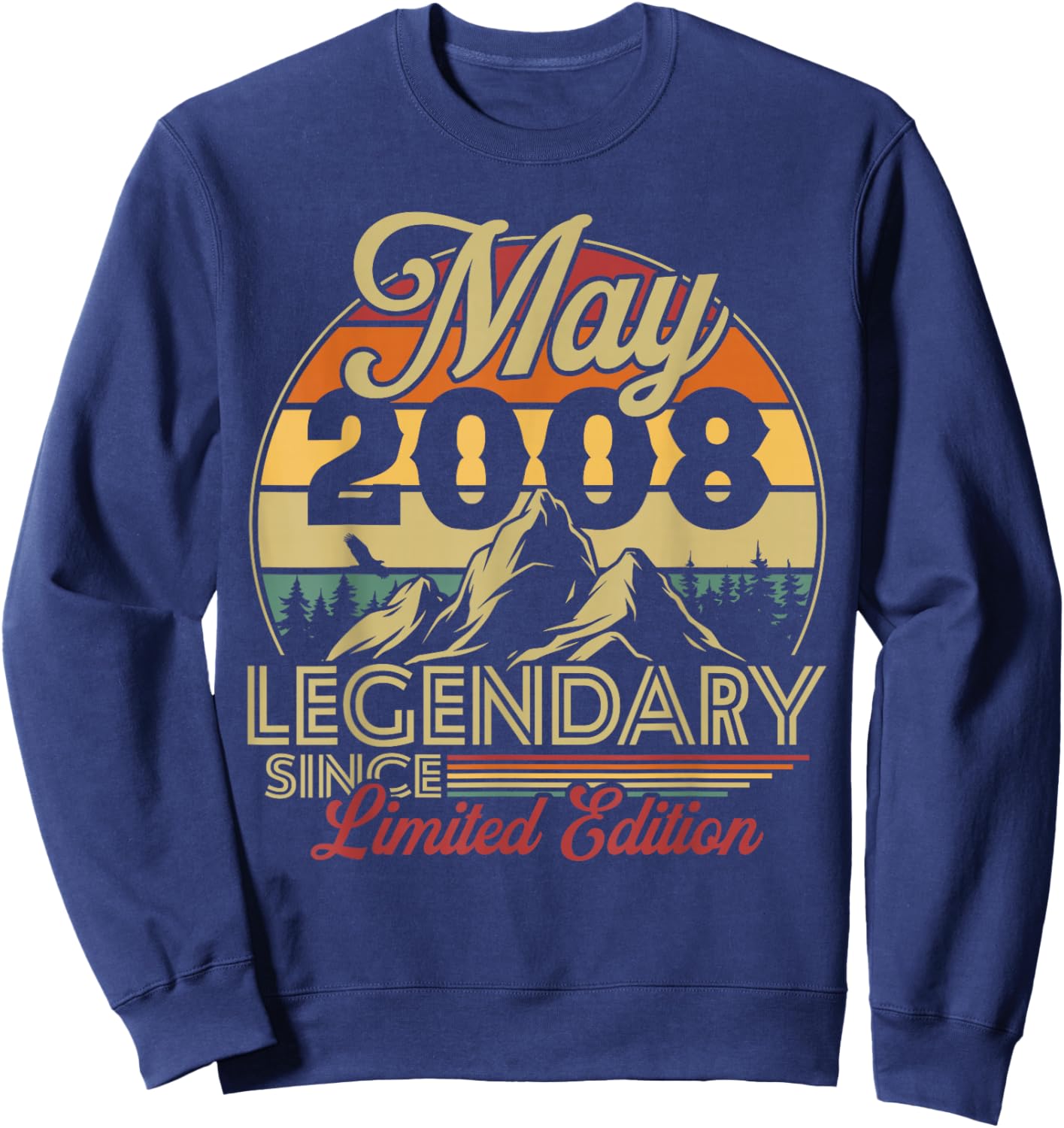 Vintage Anniversaire 18 Ans pour Né en Mai 2008 Cadeau Sweatshirt - Sweatshirt | Navy