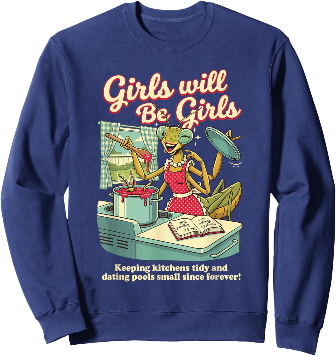 Funny Girls Praying Mantis Sweatshirt - Sweatshirt | Navy