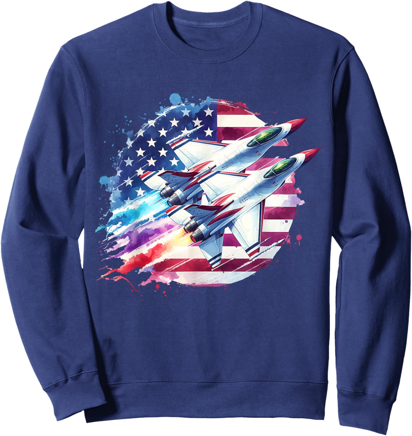 Boys 4th Of July American USA Flag Fighter Jet Sweatshirt - Sweatshirt | Navy