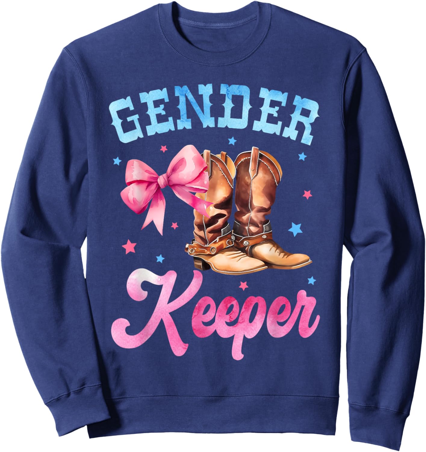 Boots or Bows Gender Reveal Decorations Keeper of the Gender Sweatshirt - Sweatshirt | Navy