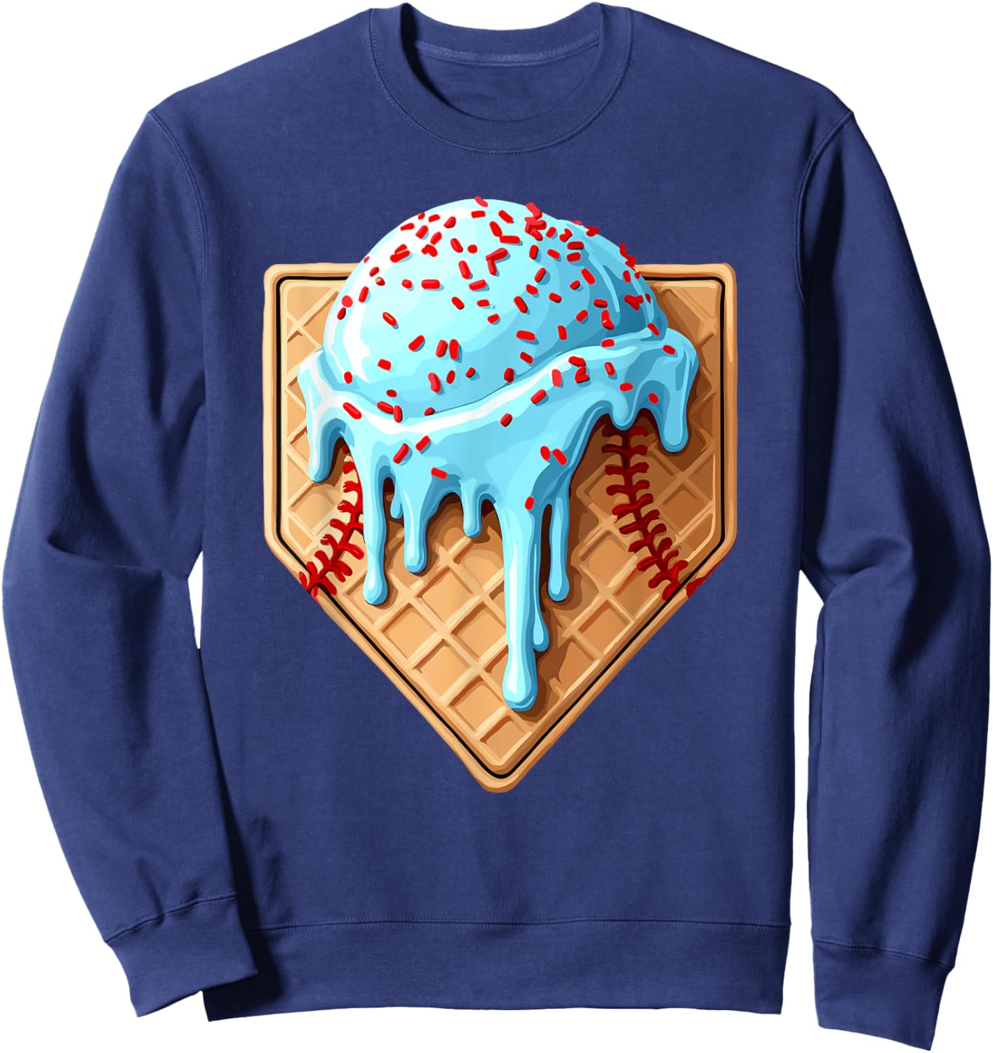 Ice Cream Baseball Drip Home Plate Dripping Sweatshirt - Sweatshirt | Navy