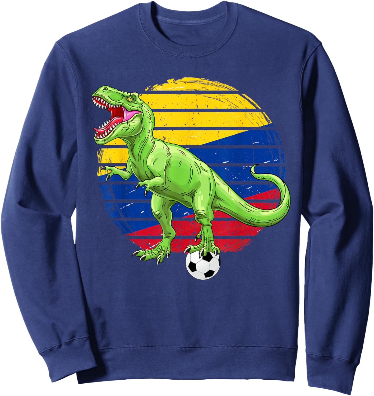 Soccer Dinosaur Trex Colombia Flag Boys Girls Toddler Sweatshirt - Sweatshirt | Navy