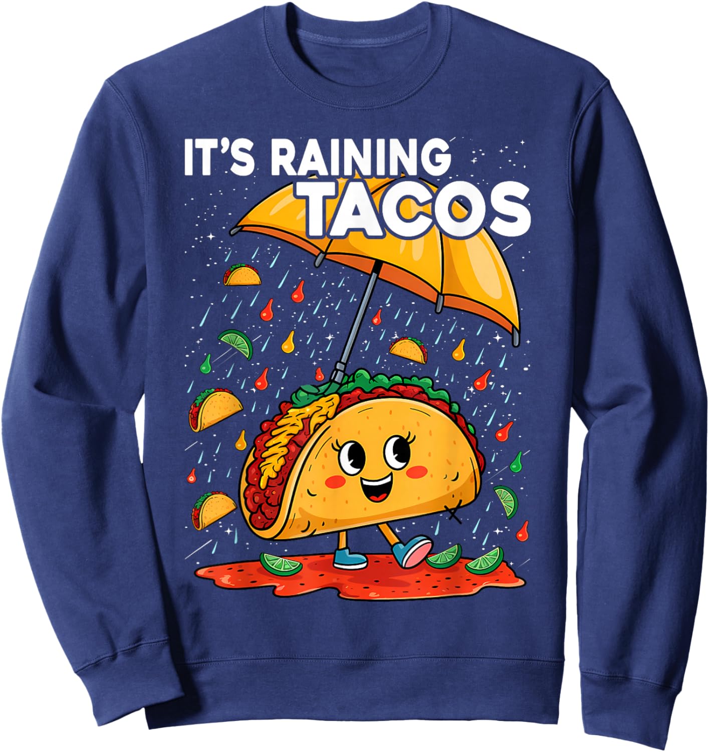 It is Raining Tacos Funny Taco Kids Girls Boys Sweatshirt - Sweatshirt | Navy