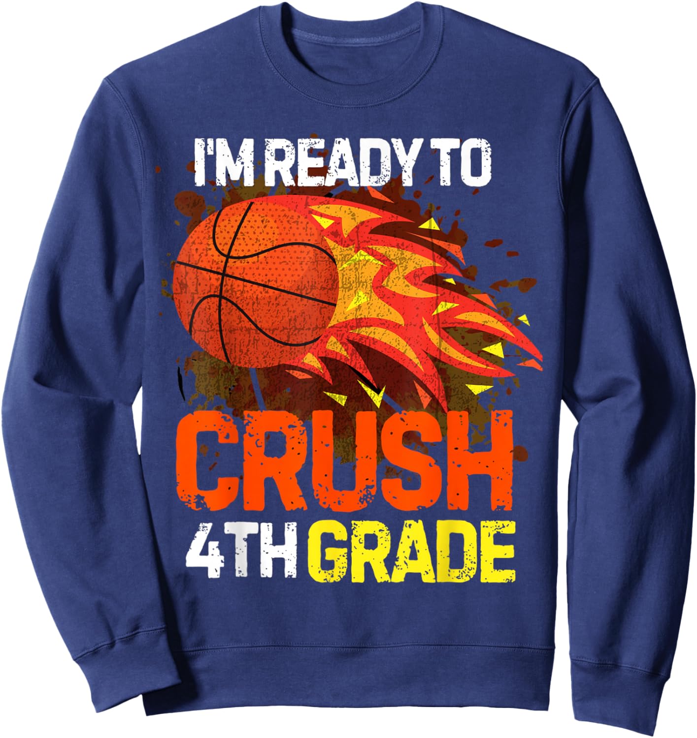 Funny Back To School First Day Of 4th Grade Basketball Boys Sweatshirt - Sweatshirt | Navy