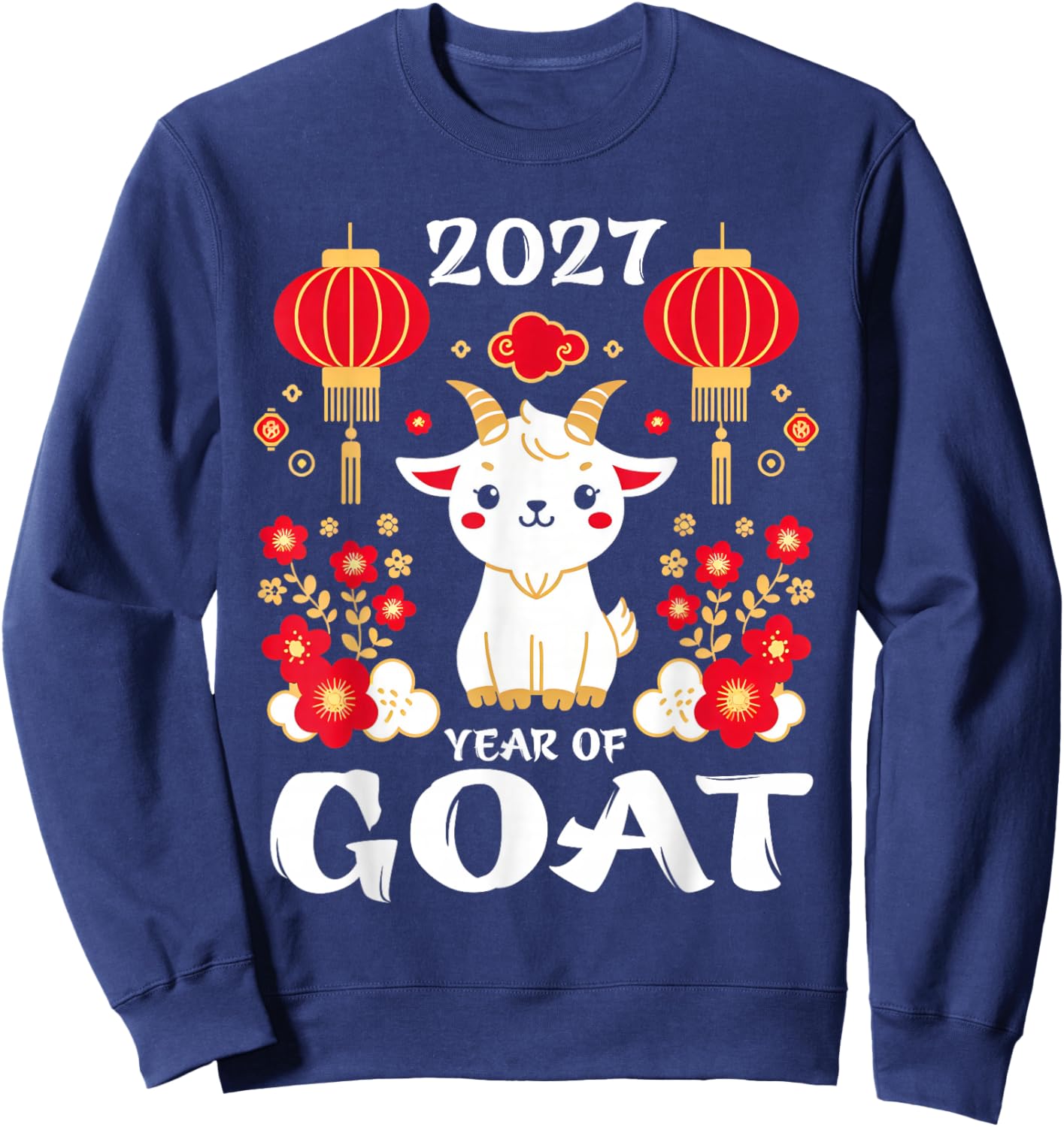 Chinese New Year 2027 Year of The Goat 2027 New Year Kids Sweatshirt - Sweatshirt | Navy