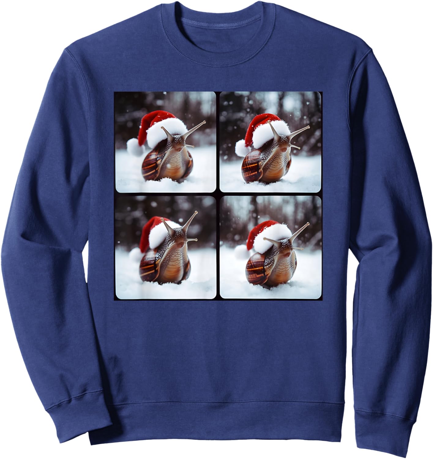 Funny Gastropod Christmas Snail Santa Sweatshirt - Sweatshirt | Navy