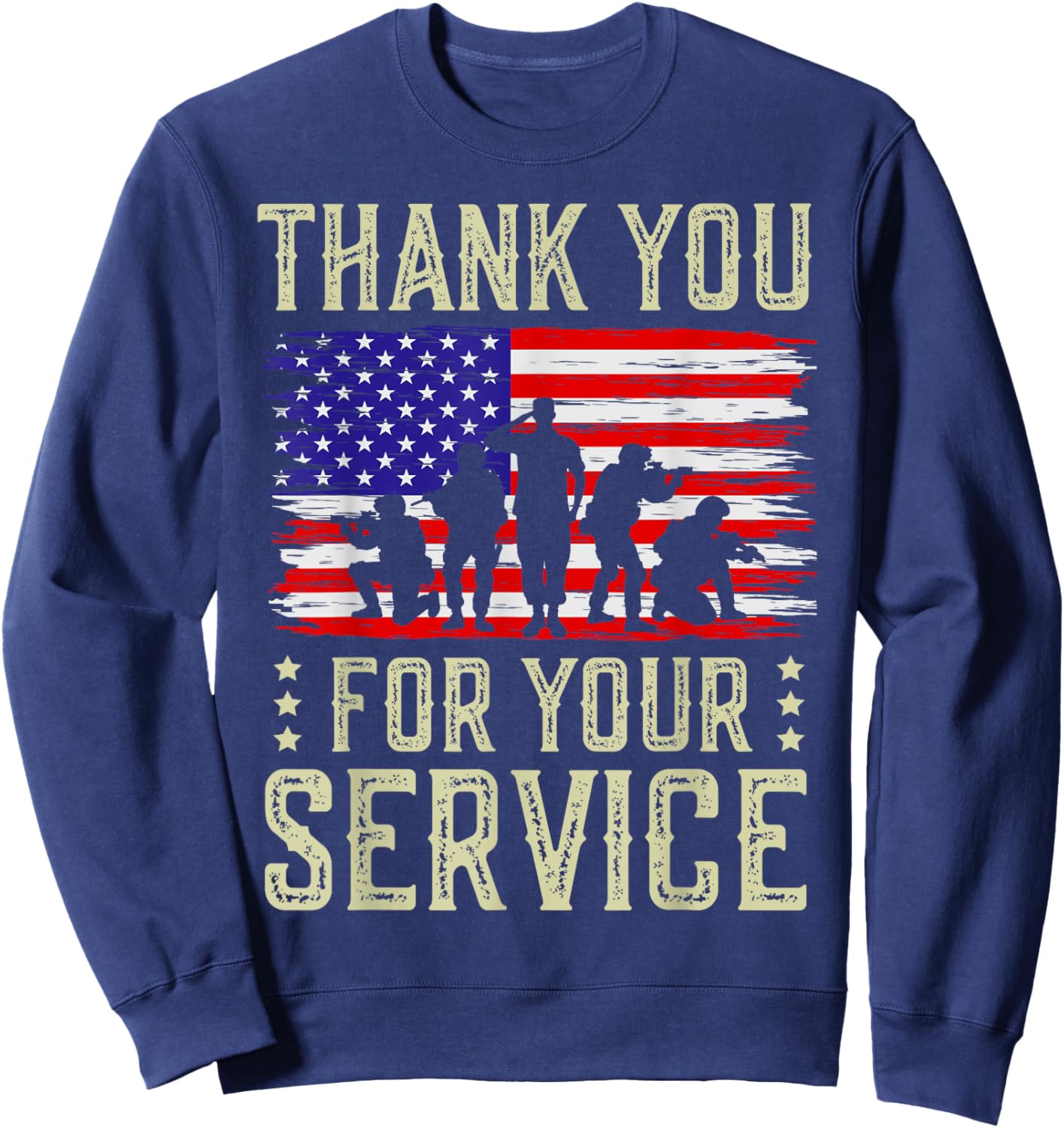 Veteran Thank You For Your Service US Flag Veterans Day Sweatshirt - Sweatshirt | Navy