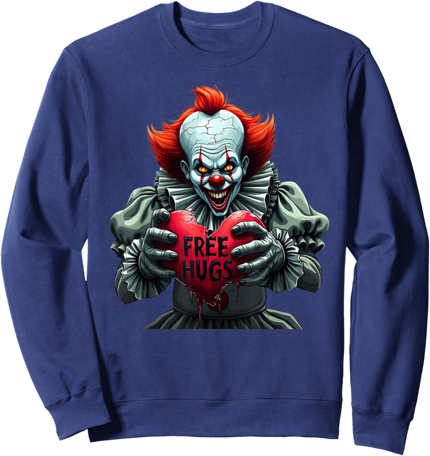 Funny Horror Clown - Free Hugs Gothic Halloween Vibes Sweatshirt - Sweatshirt | Navy