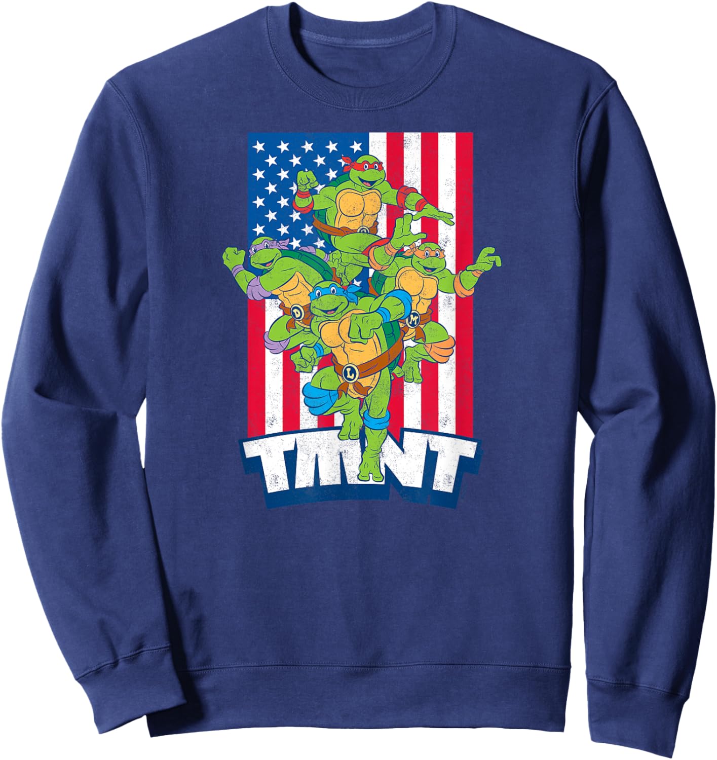 Teenage Mutant Ninja Turtles - USA Flag with Group Sweatshirt - Sweatshirt | Navy