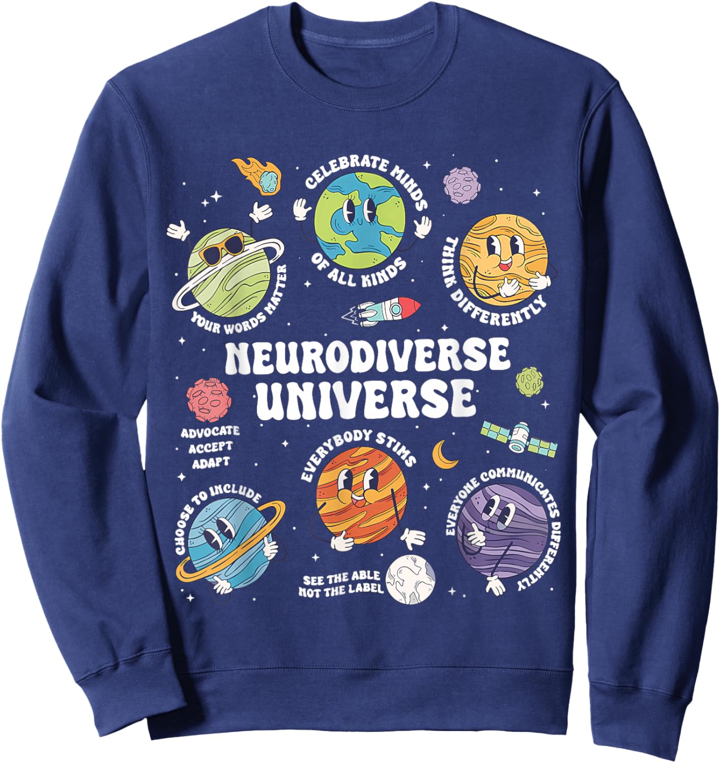 Neurodiverse Universe Special Education Autism Awareness Sweatshirt - Sweatshirt | Navy