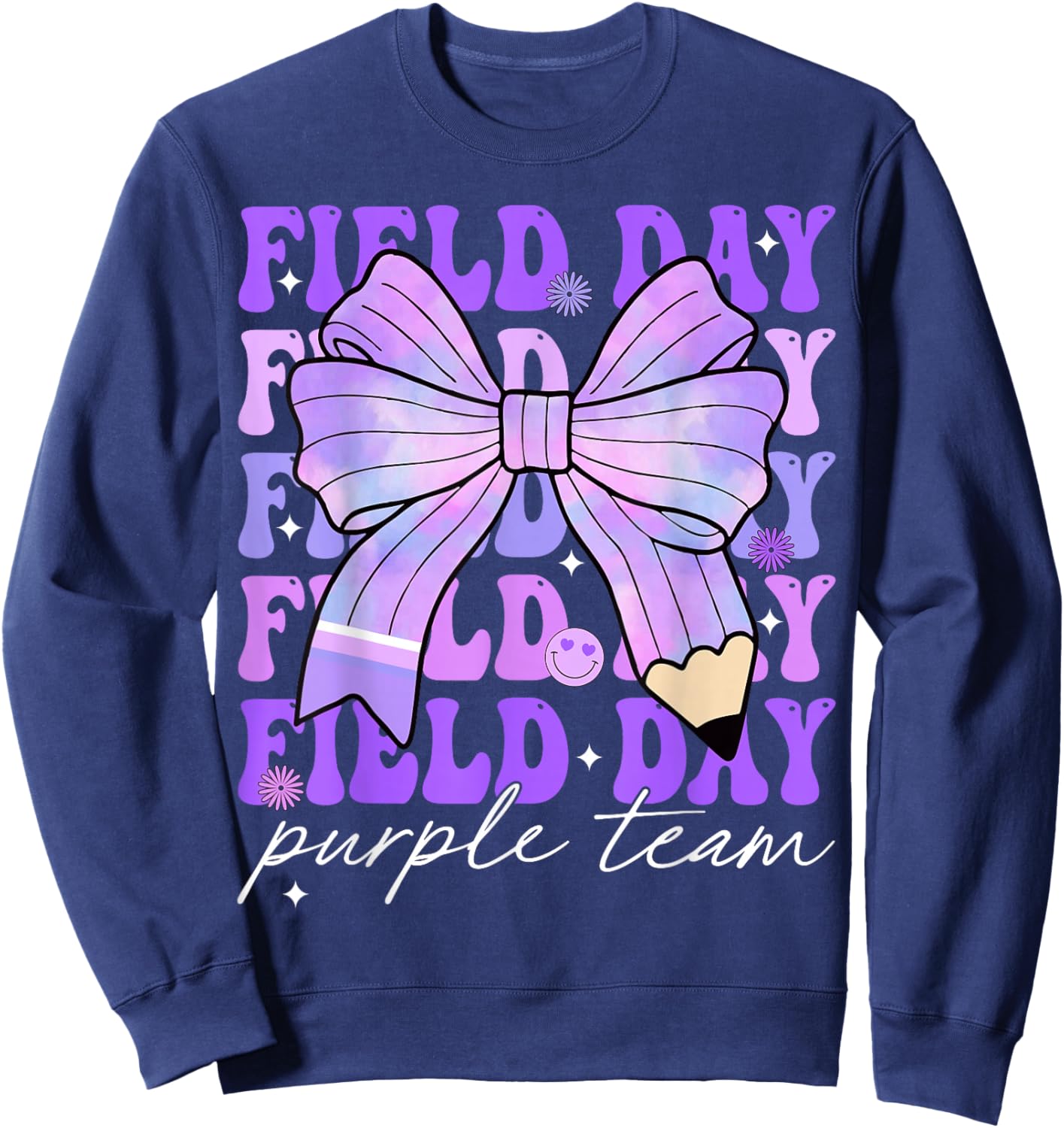 Field Day Teacher Student Kids Retro Field Day Purple Team Sweatshirt - Sweatshirt | Navy