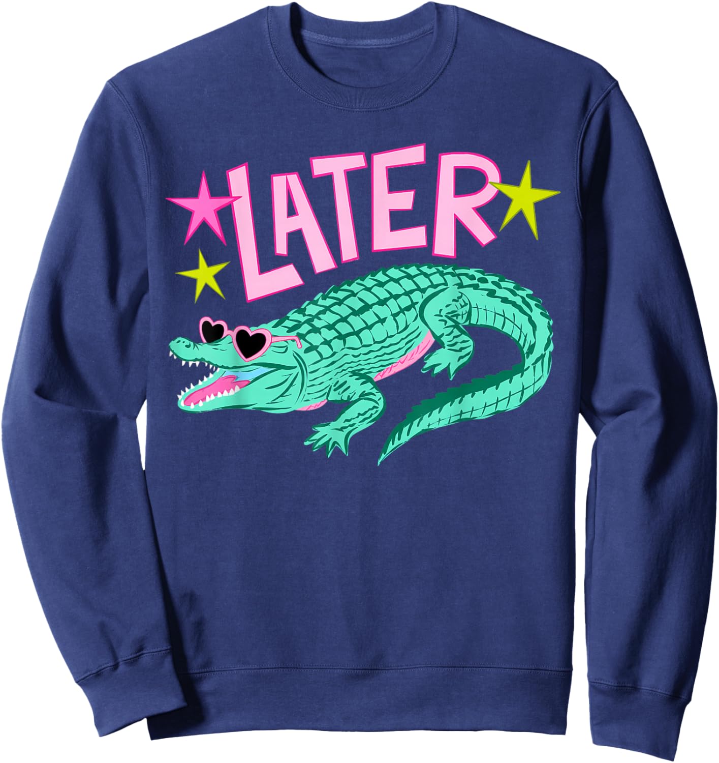 (2 Sided) Alligator Later Gator Funny Last Day of School Sweatshirt - Sweatshirt | Navy