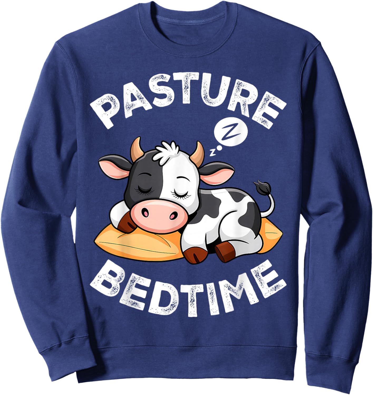 Pasture Bedtime Cute Cow Pajama Nighttime Sleep Sweatshirt - Sweatshirt | Navy