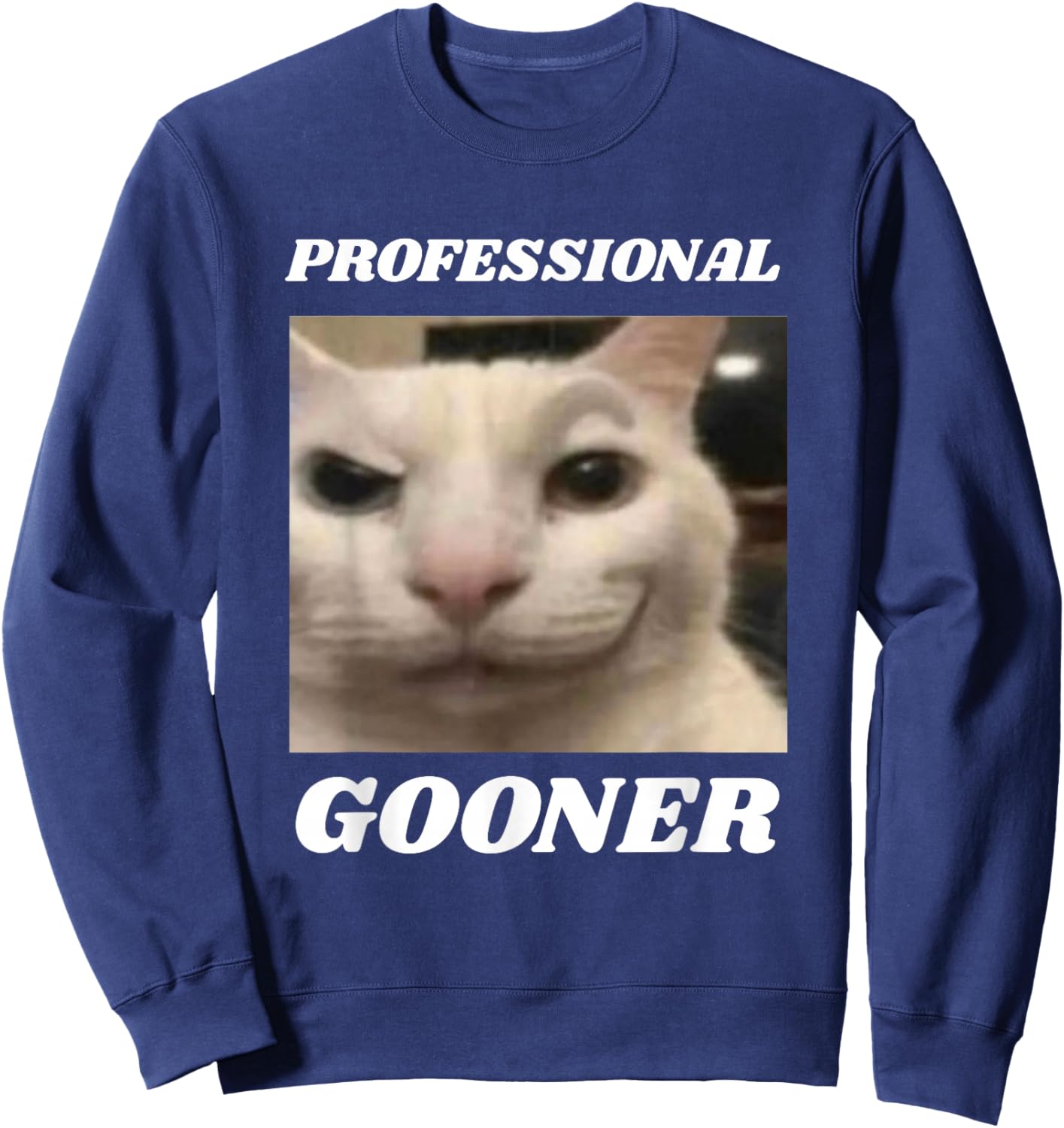Professional Gooner Funny Gen Z Brain Red Cat Meme Sweatshirt - Sweatshirt | Navy